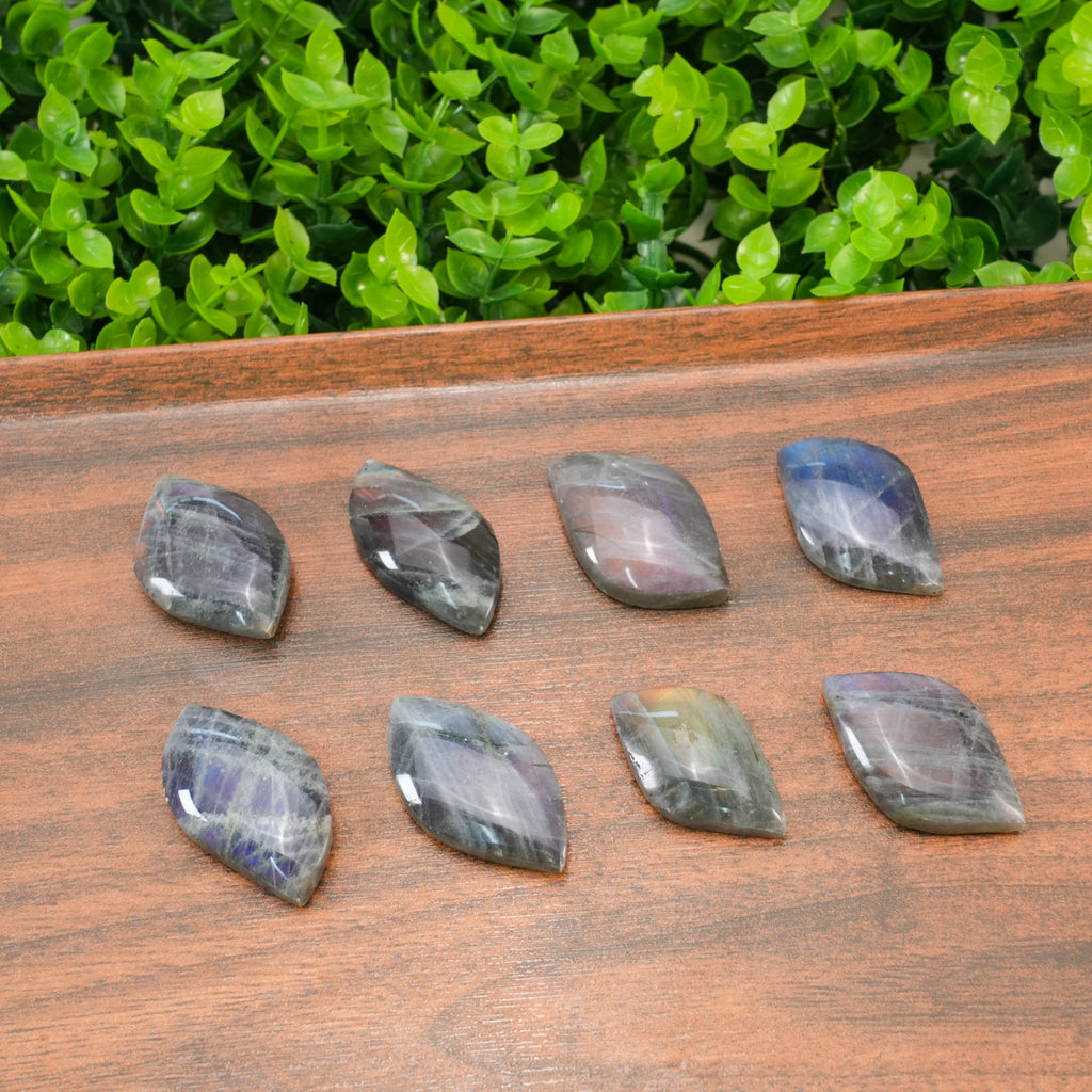 Natural Labradorite Crystal Leaf Carving - Hand-Carved Gemstone Foliage with Blue & Purple Unique Spiritual Gift for Crystal Collectors Flash