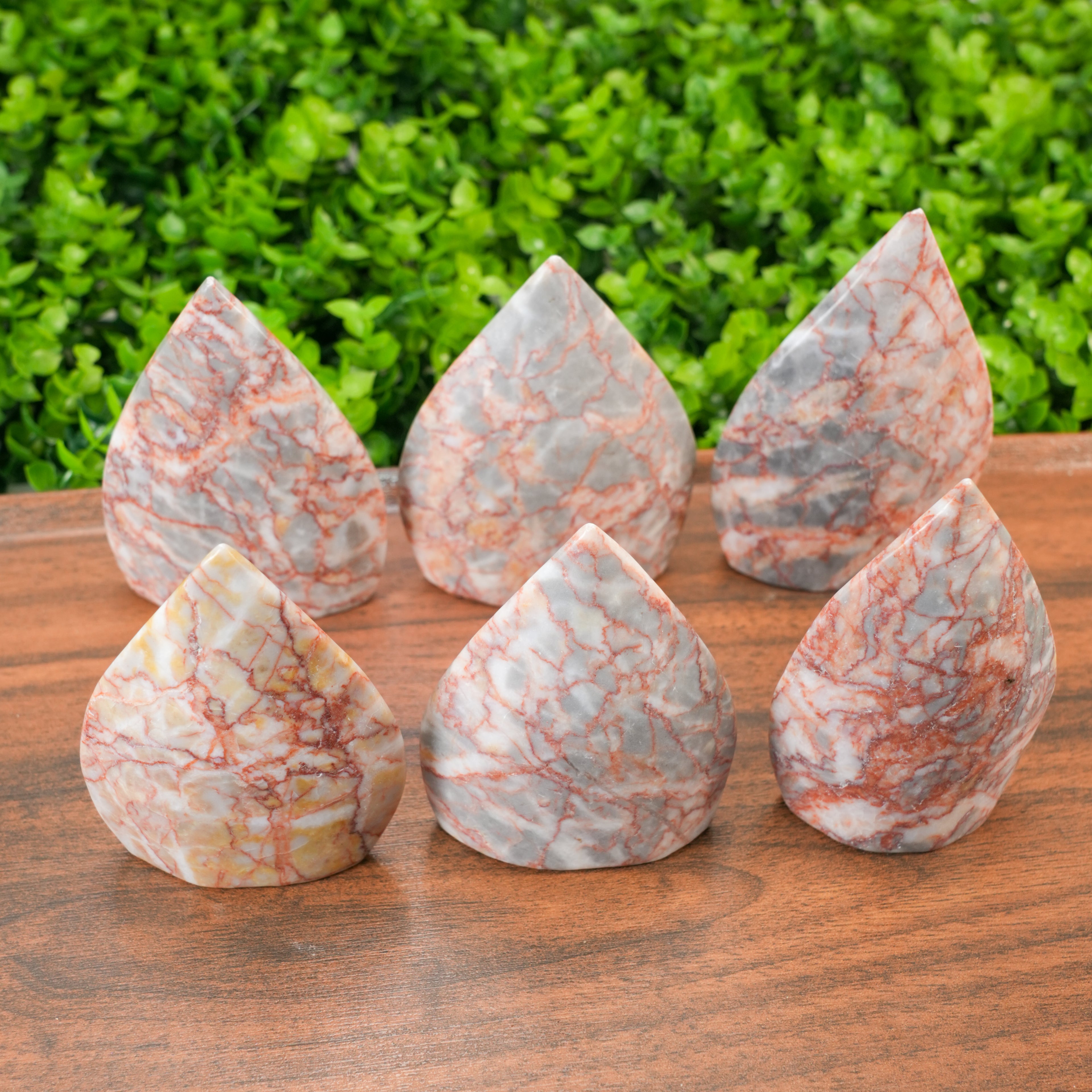 Red Vein Jasper Teardrop Crystal, Polished Flame Tower for Reiki Healing, Meditation Crystal, Home Decor, Spiritual Gift for Her