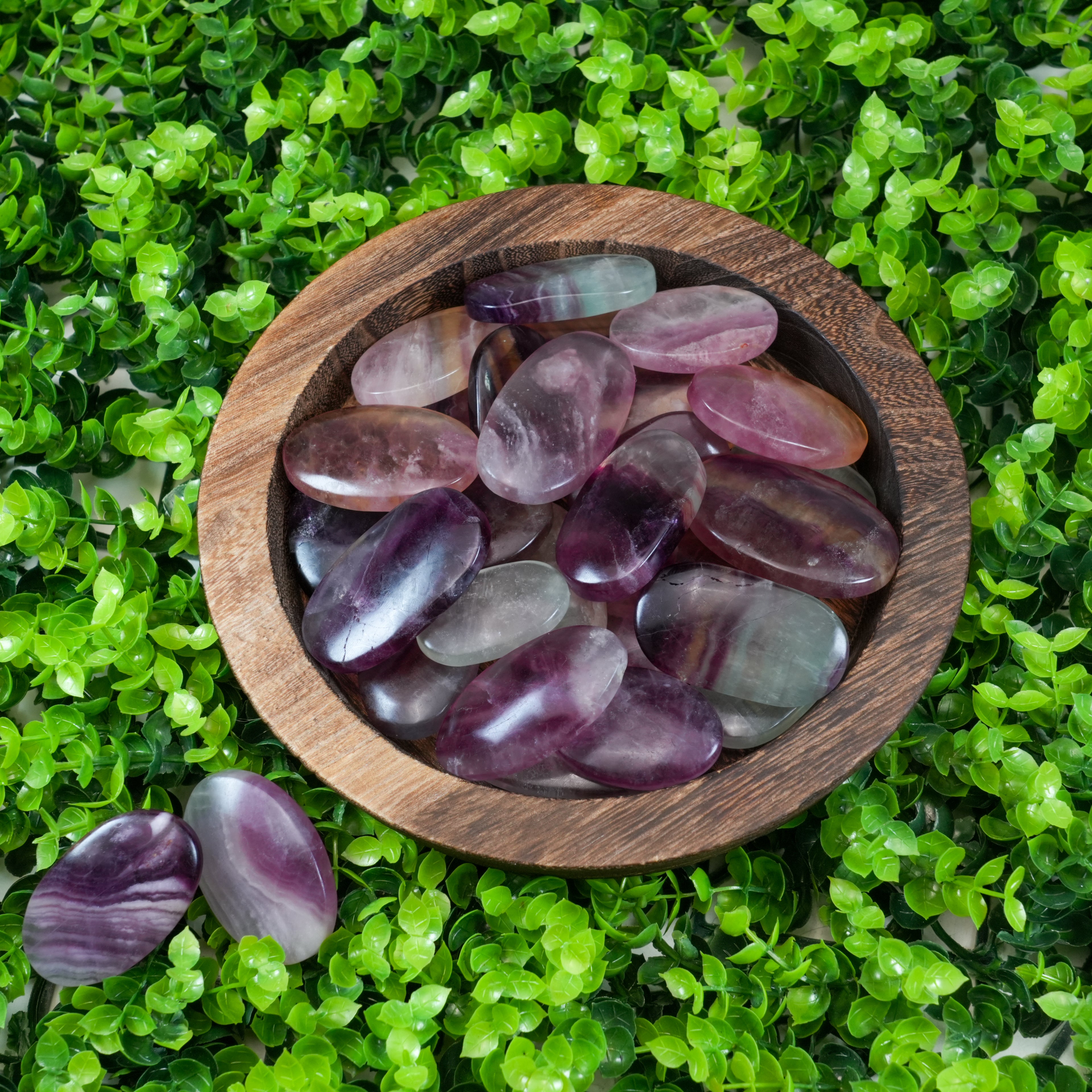 Rainbow Fluorite Worry Stones | Polished Natural Fluorite Palm Stones for Calm & Focus