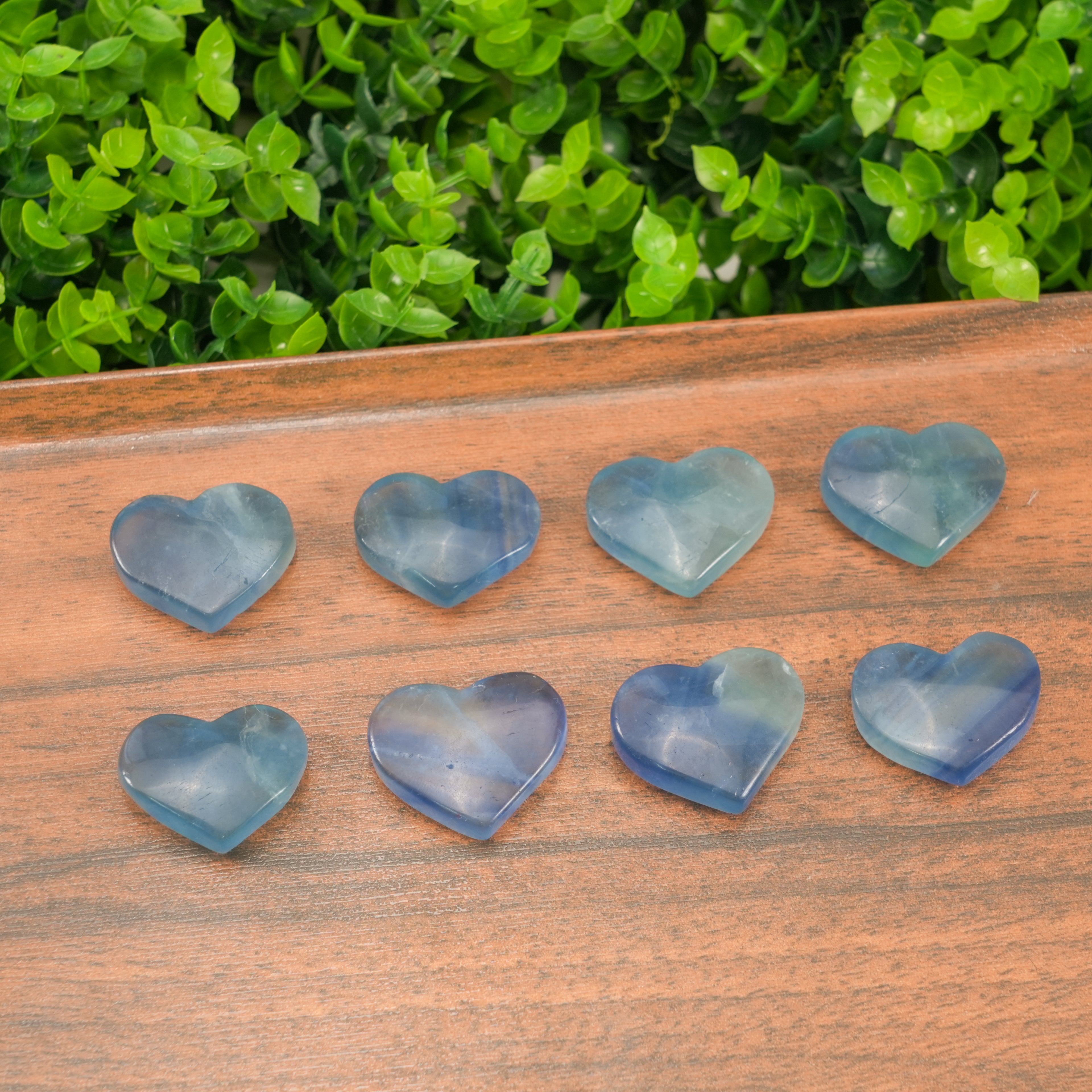 Natural Blue Fluorite Heart Stone - Hand-Polished Crystal Heart, Healing Crystals for Anxiety, Reiki Meditation Decor