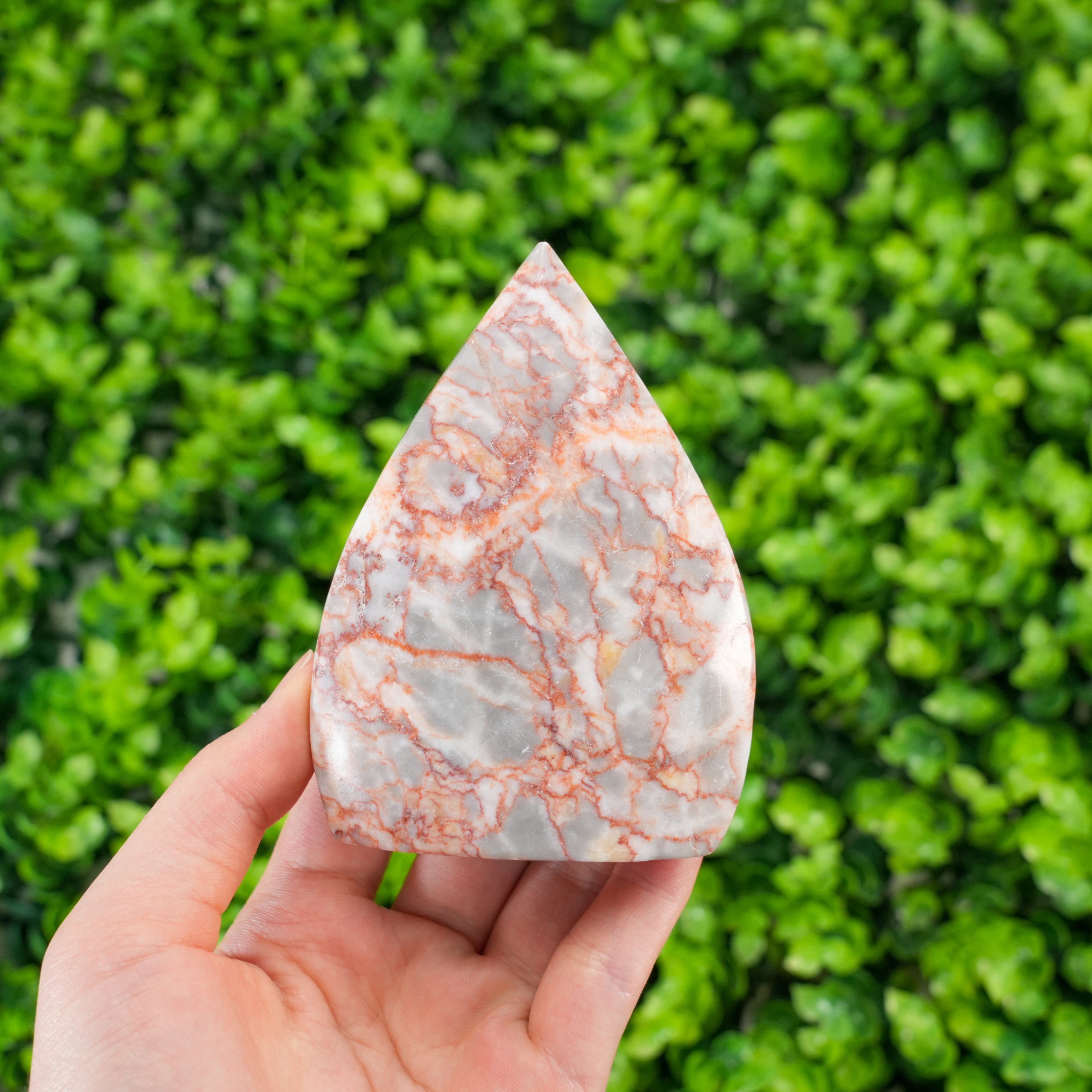 Red Vein Jasper Teardrop Crystal, Polished Flame Tower for Reiki Healing, Meditation Crystal, Home Decor, Spiritual Gift for Her