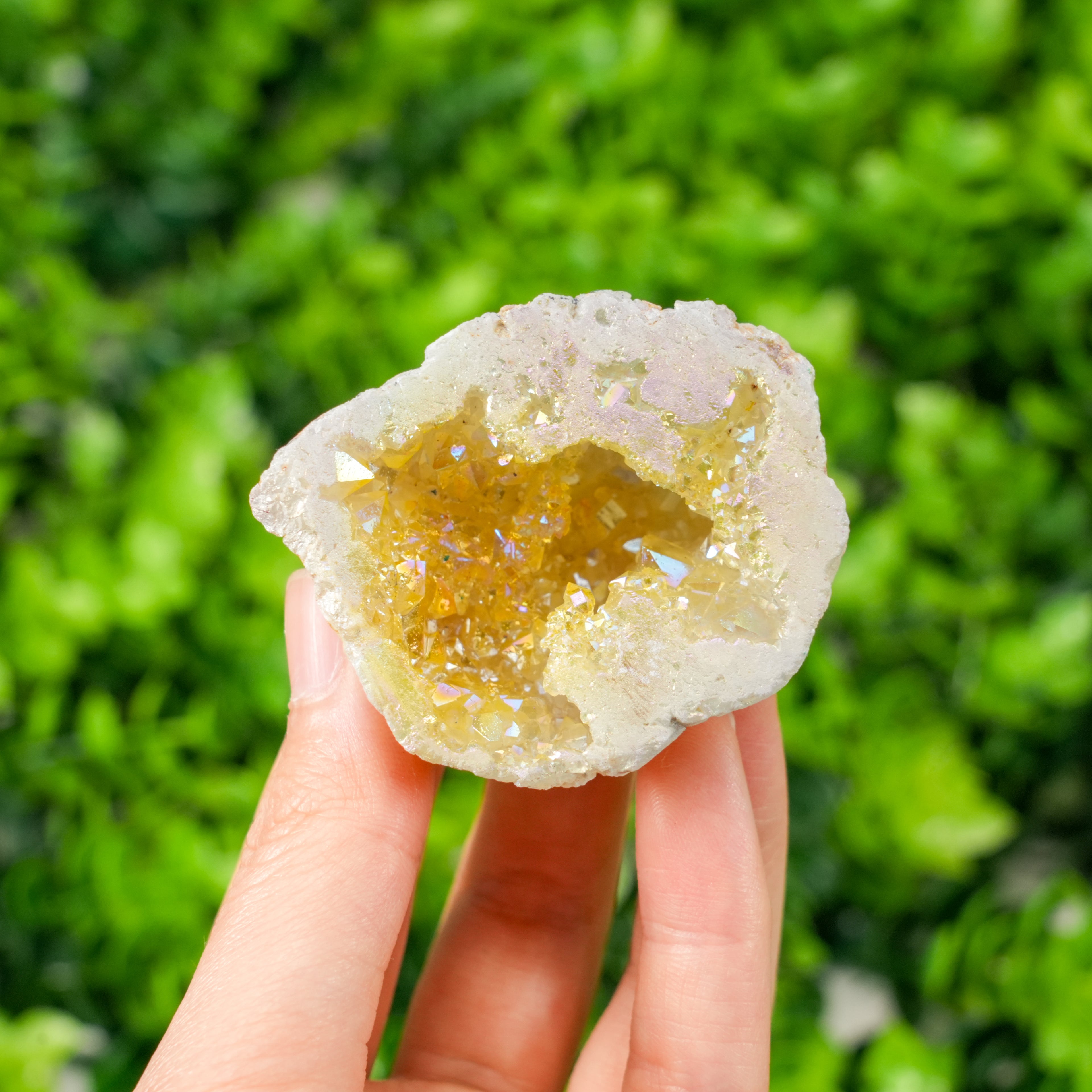 Rainbow Aura Electroplated Agate Geode Cluster | Natural Aura Agate Druzy Crystal for Home Decor & Energy Healing