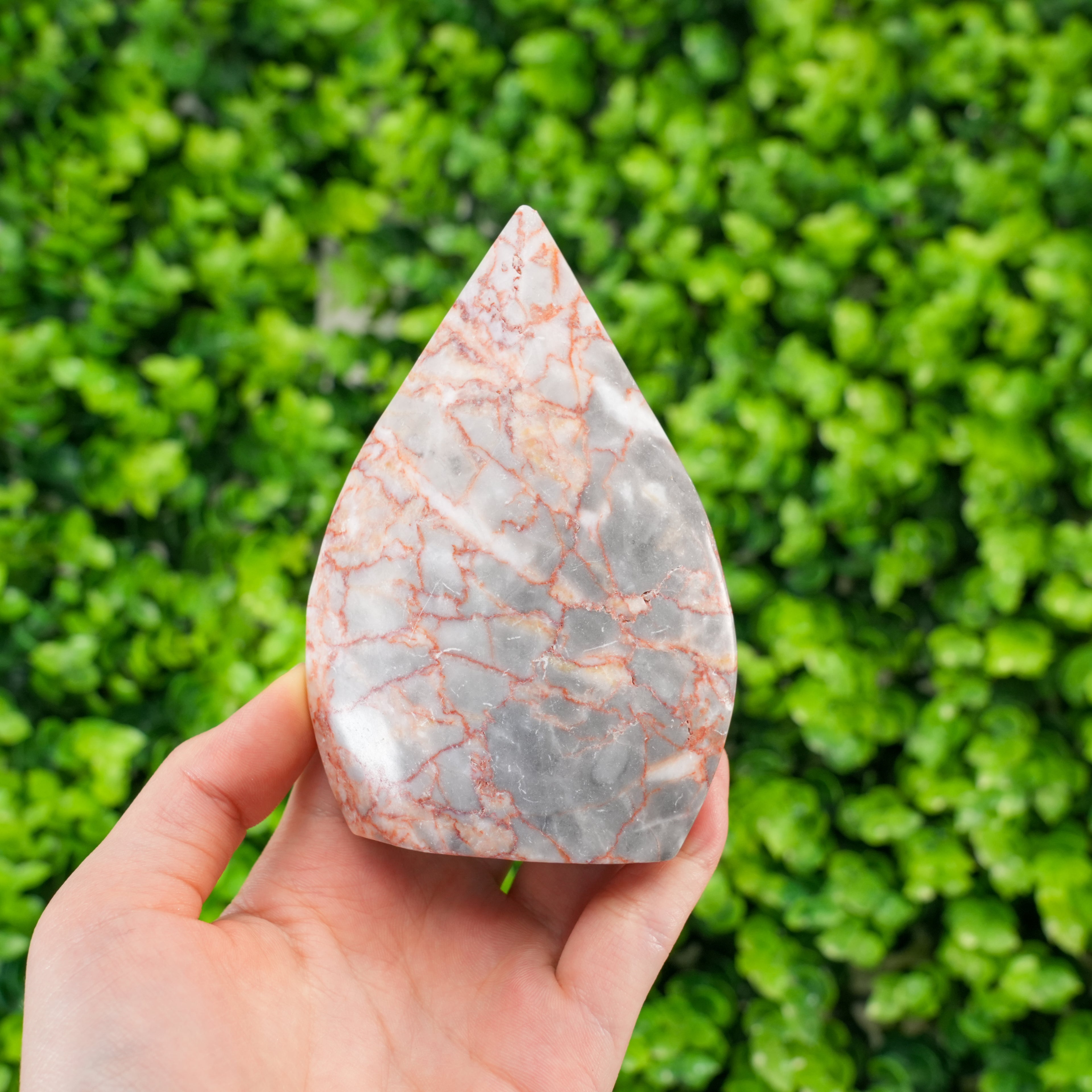 Red Vein Jasper Teardrop Crystal, Polished Flame Tower for Reiki Healing, Meditation Crystal, Home Decor, Spiritual Gift for Her