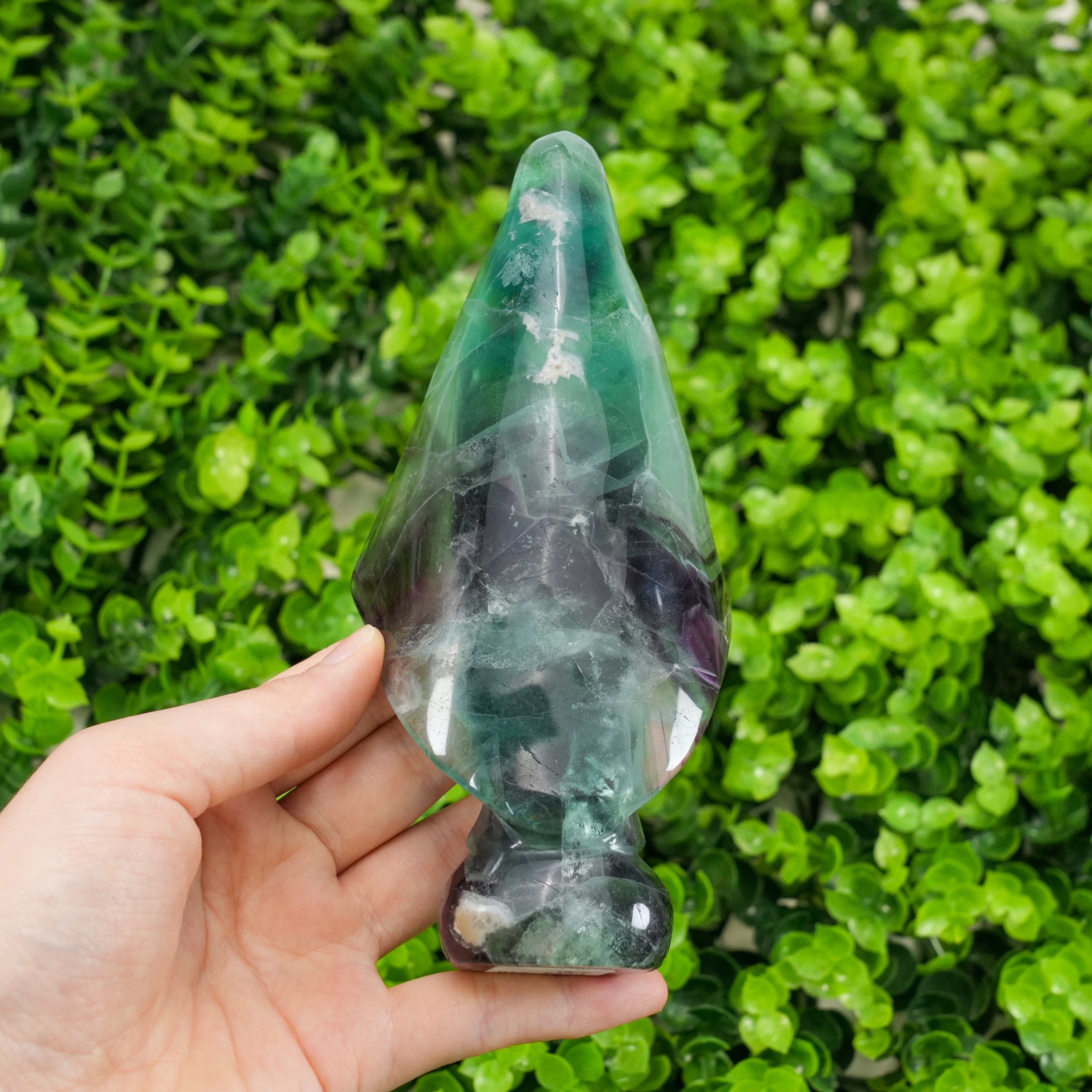 Fluorite Virgin Mary Statue, Natural Rainbow Fluorite Crystal Healing Figurine, Home Decor Spiritual Gift