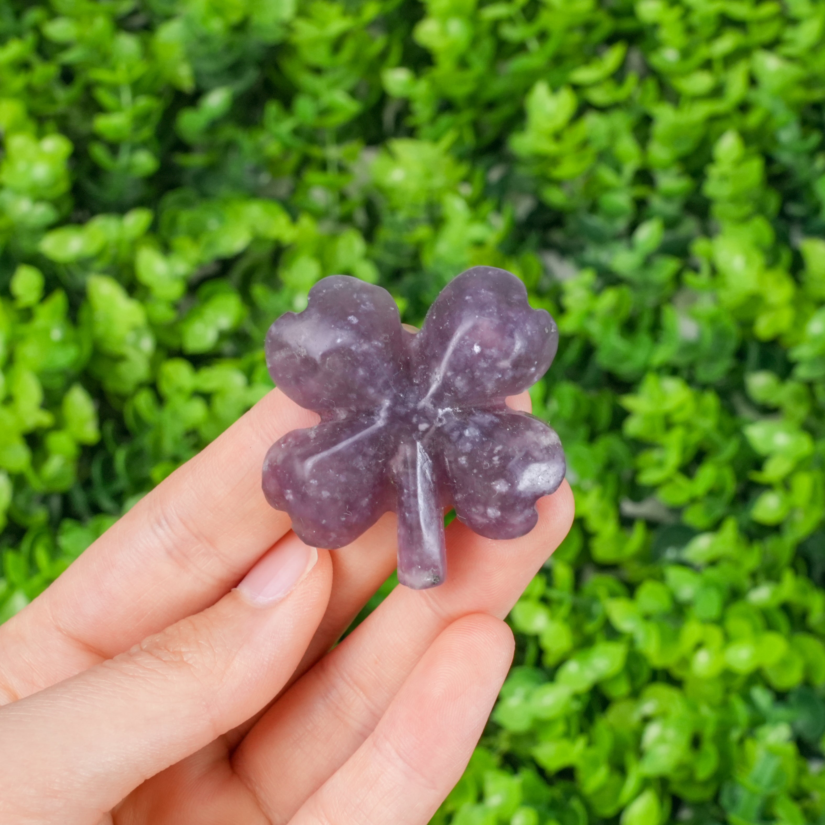 Crystal Clover Shamrock - Natural Hand-Carved Stone for Luck & Positive Energy