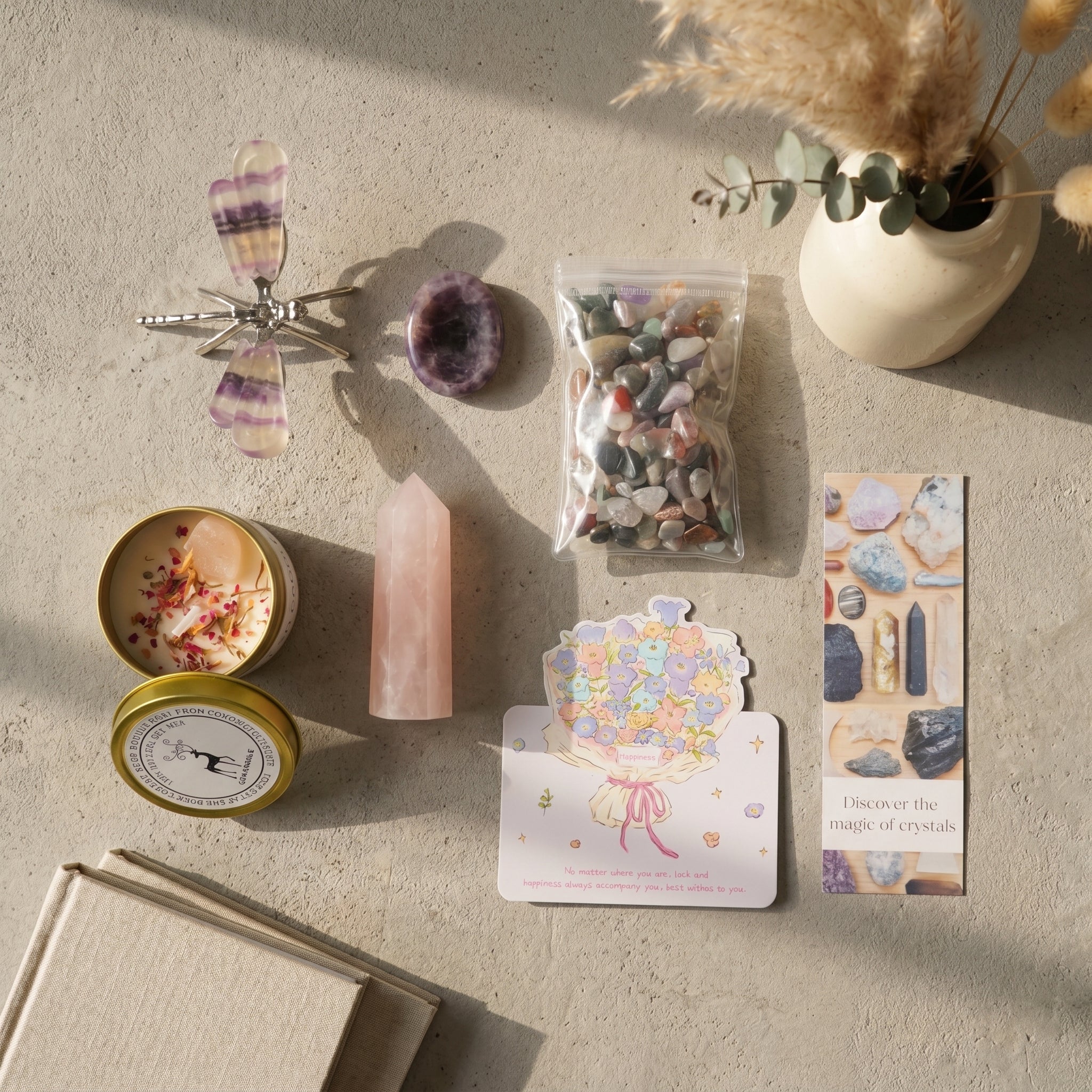 Crystal & Scented Candle Gift Box | Healing Crystal & Aromatherapy Candle Self-Care Set