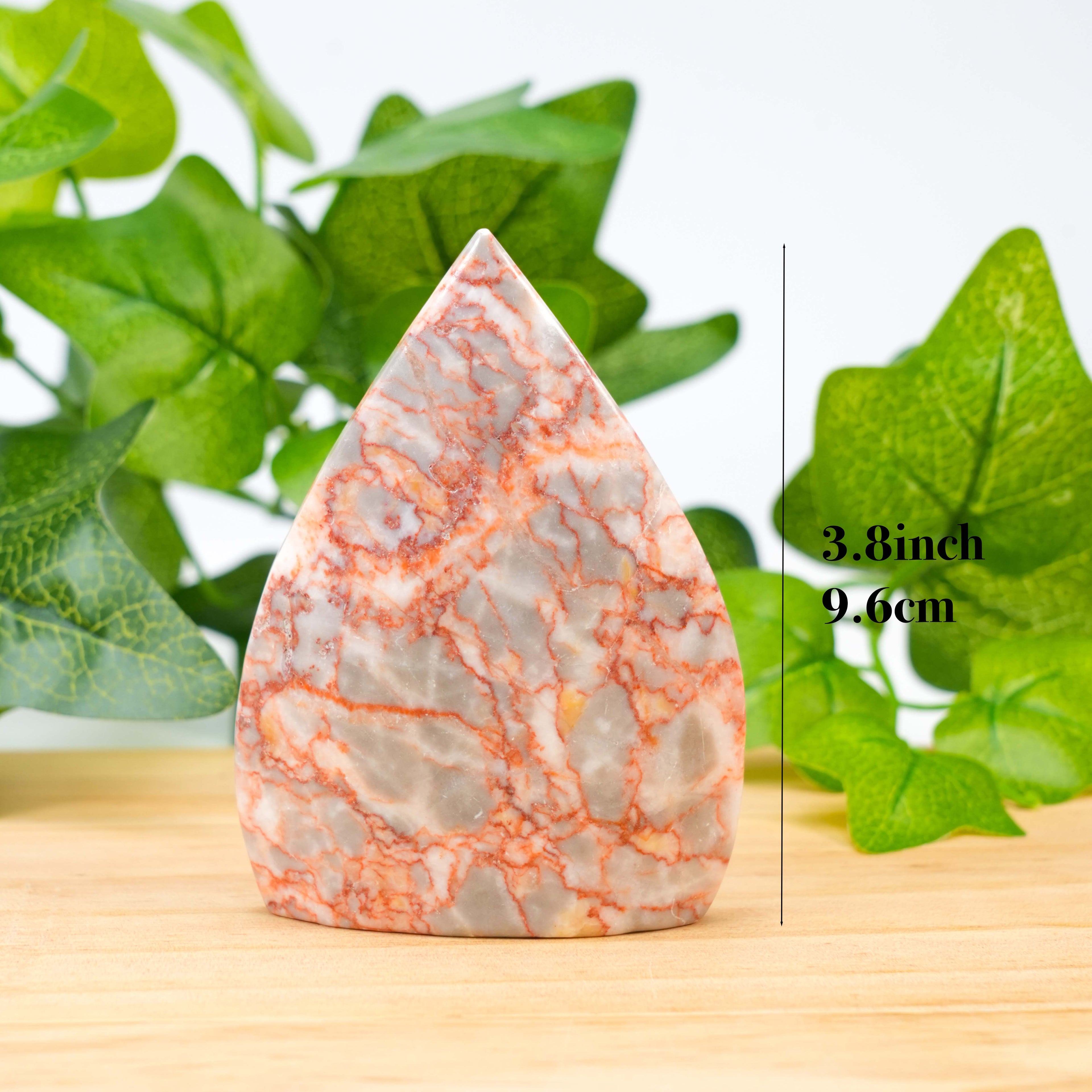Red Vein Jasper Teardrop Crystal, Polished Flame Tower for Reiki Healing, Meditation Crystal, Home Decor, Spiritual Gift for Her