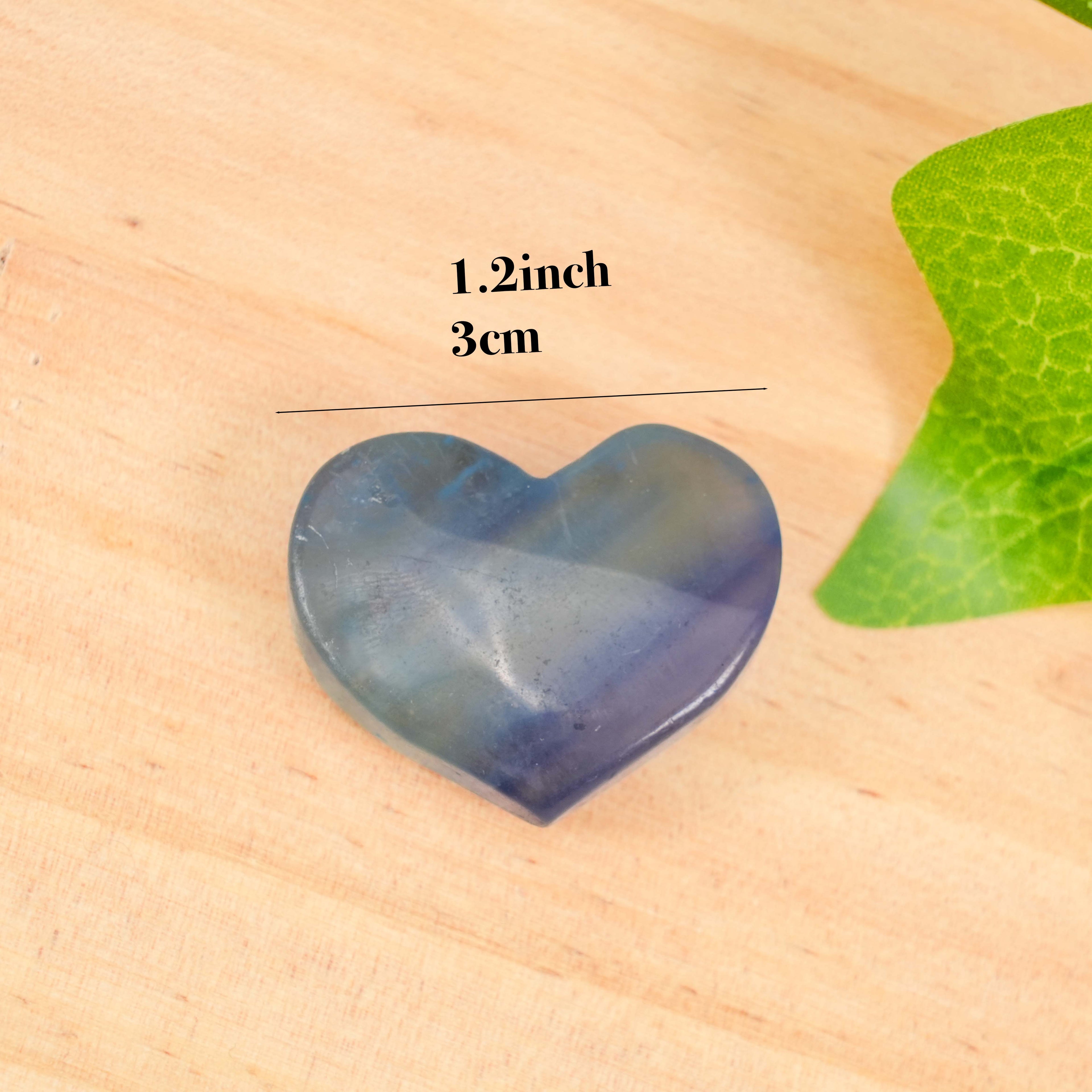 Natural Blue Fluorite Heart Stone - Hand-Polished Crystal Heart, Healing Crystals for Anxiety, Reiki Meditation Decor