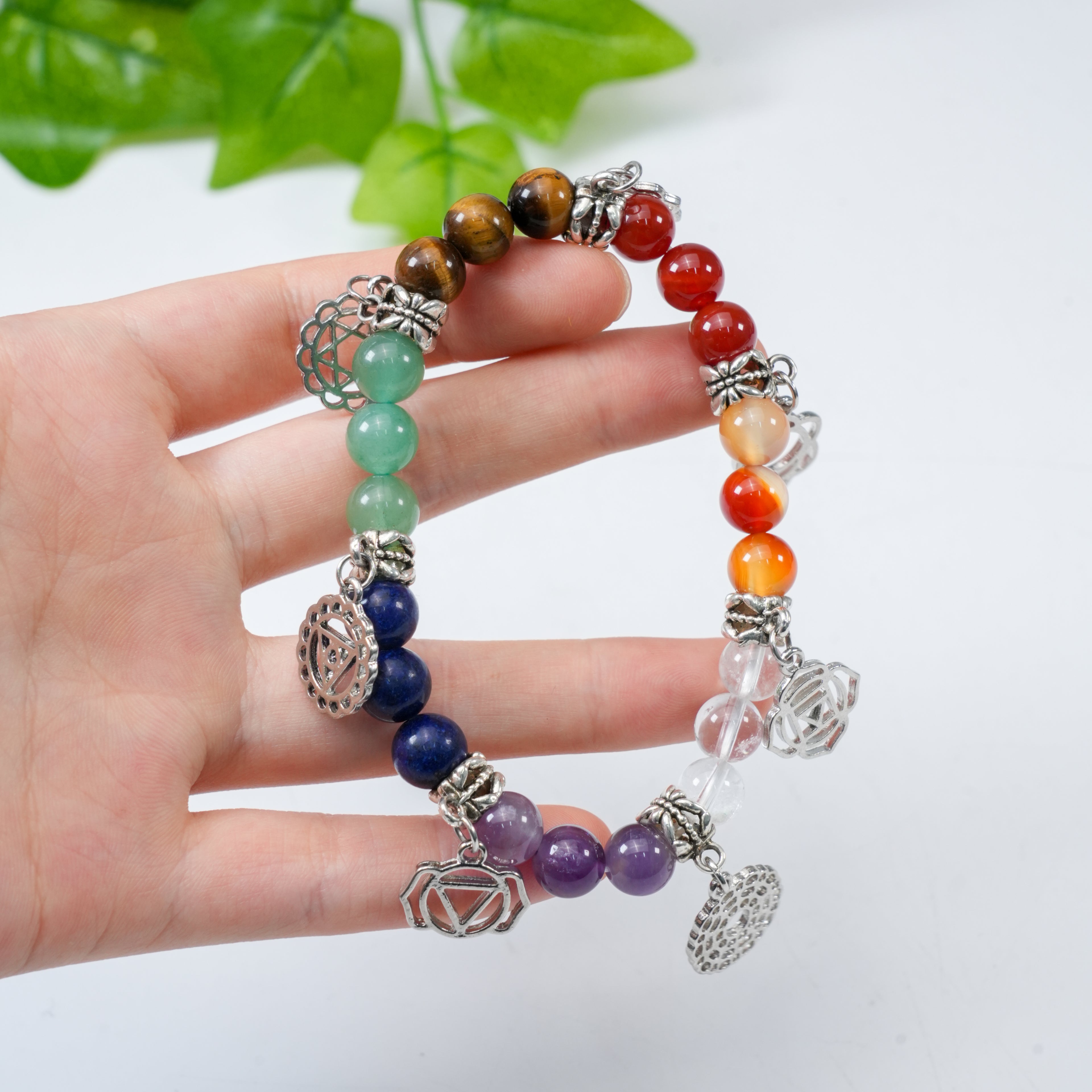 Premium 7 Chakra Natural Crystal Bracelet - Chakra Balancing Jewelry for Spiritual Healing & Yoga