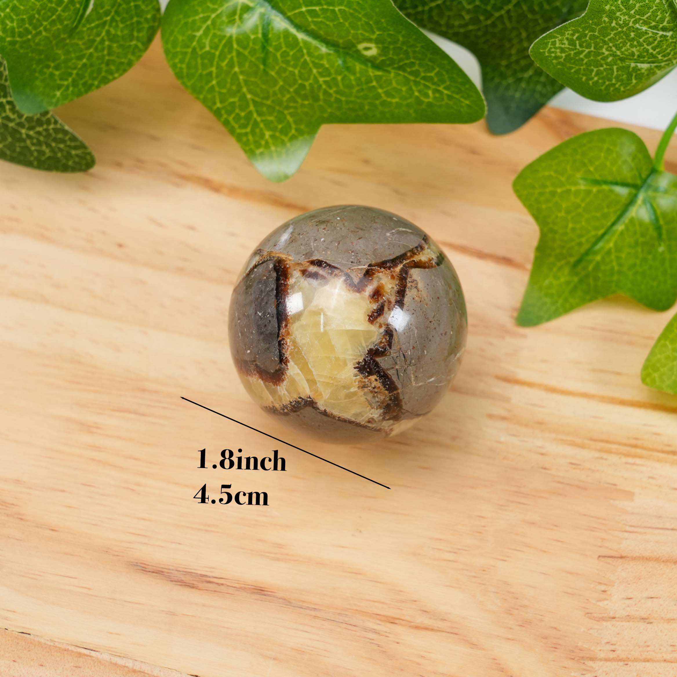 Natural Septarian Dragon Stone Sphere Polished Geode Ball, Hand-Carved Septarian Nodule Crystal for Grounding, Protection, and Spiritual Decor, Unique Gemstone Sphere with Stand