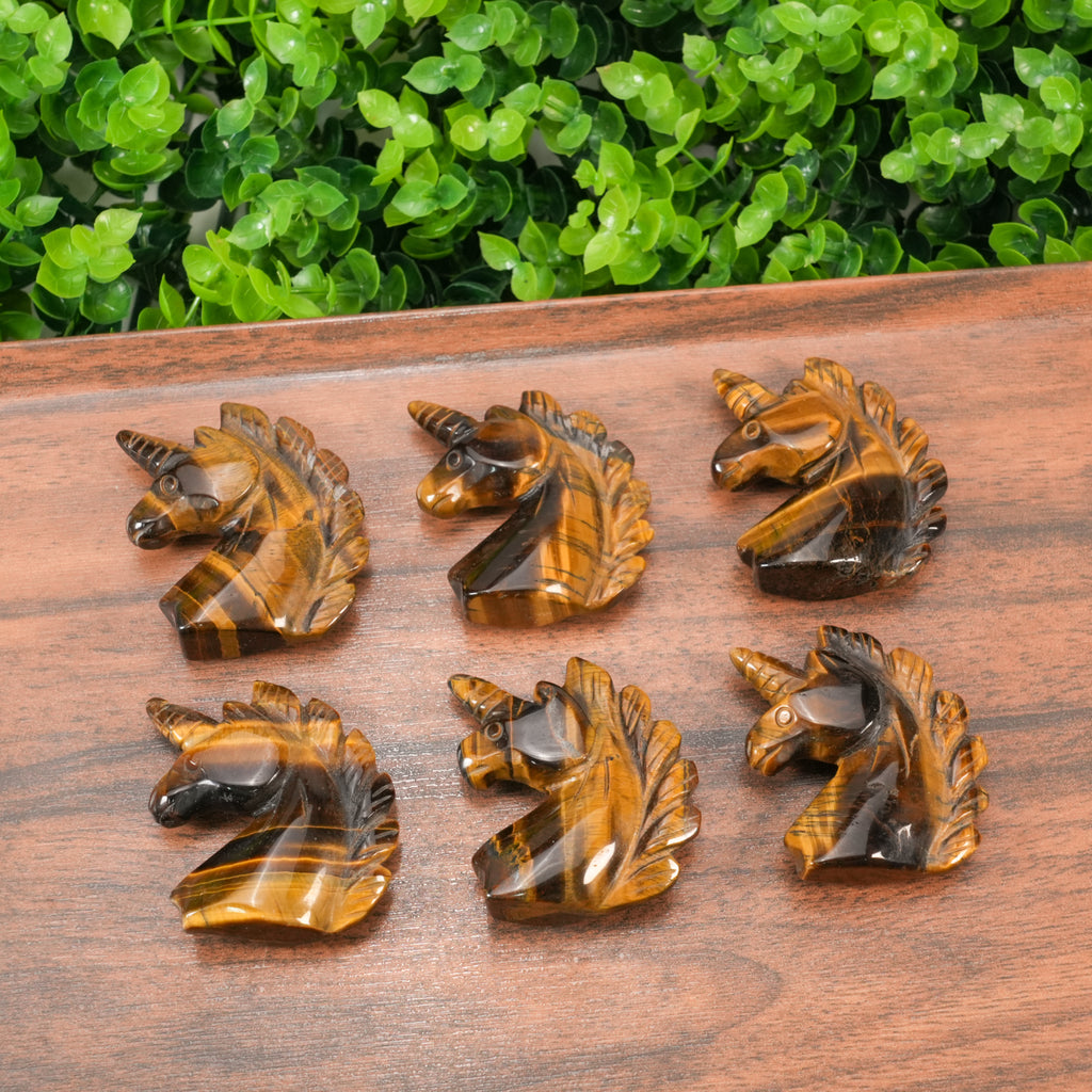 Tiger Eye Unicorn Carving | Handcrafted Crystal Figurine, Spiritual Talisman & Home Décor