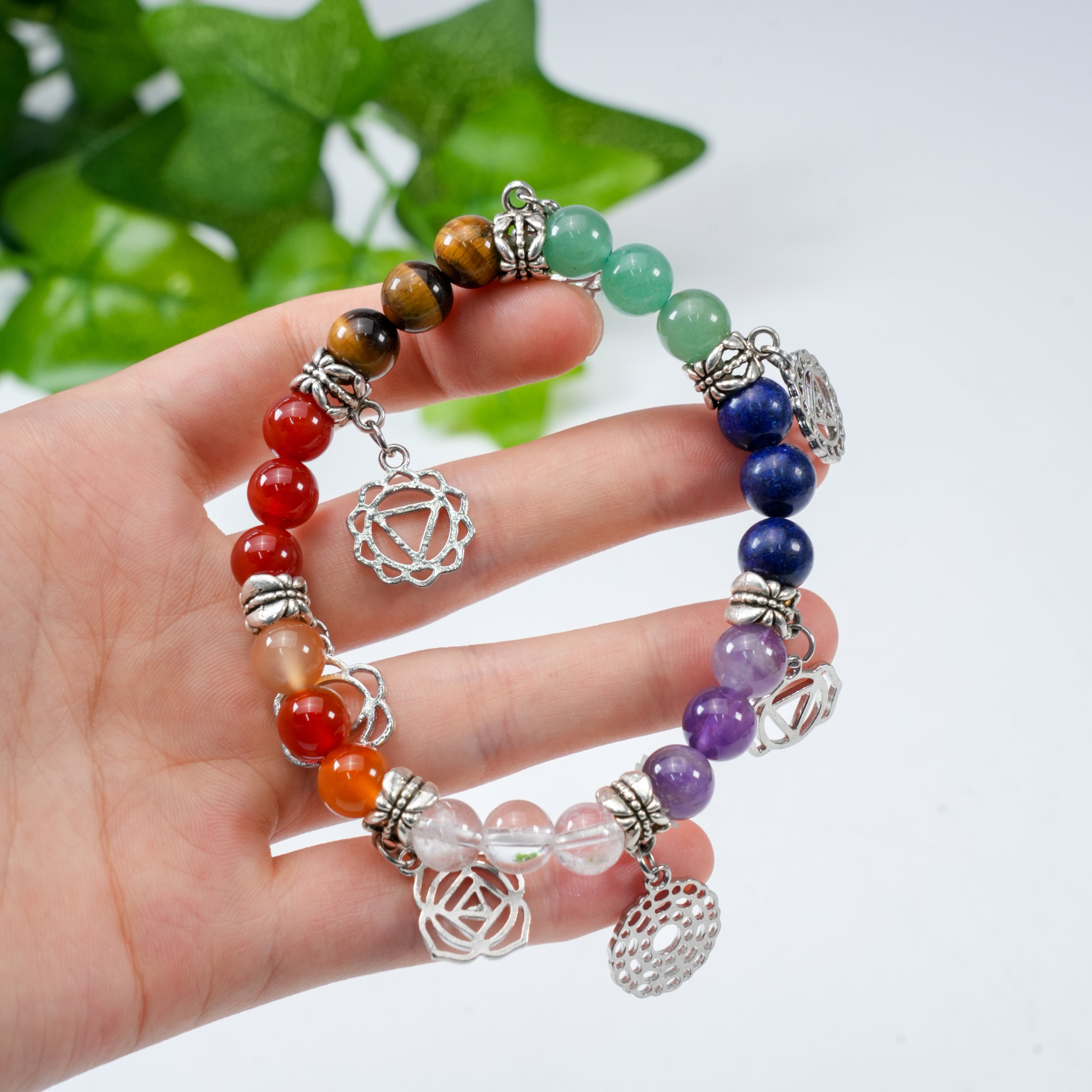 Premium 7 Chakra Natural Crystal Bracelet - Chakra Balancing Jewelry for Spiritual Healing & Yoga