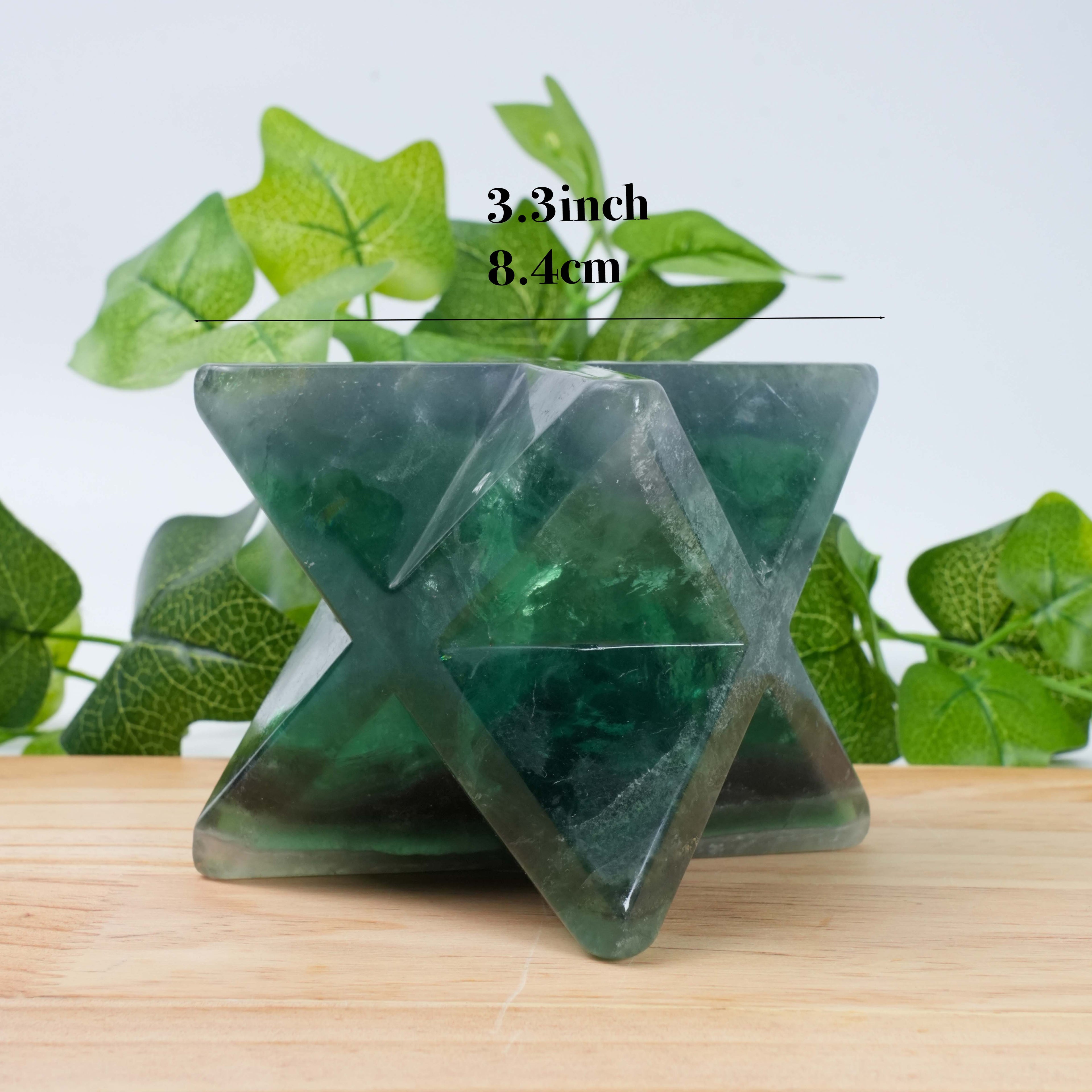 Natural Green Fluorite Merkaba Star Carving | Crystal Merkaba for Meditation, Energy Work & Spiritual Balance