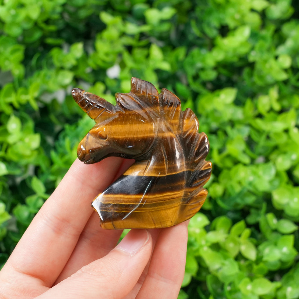 Tiger Eye Unicorn Carving | Handcrafted Crystal Figurine, Spiritual Talisman & Home Décor