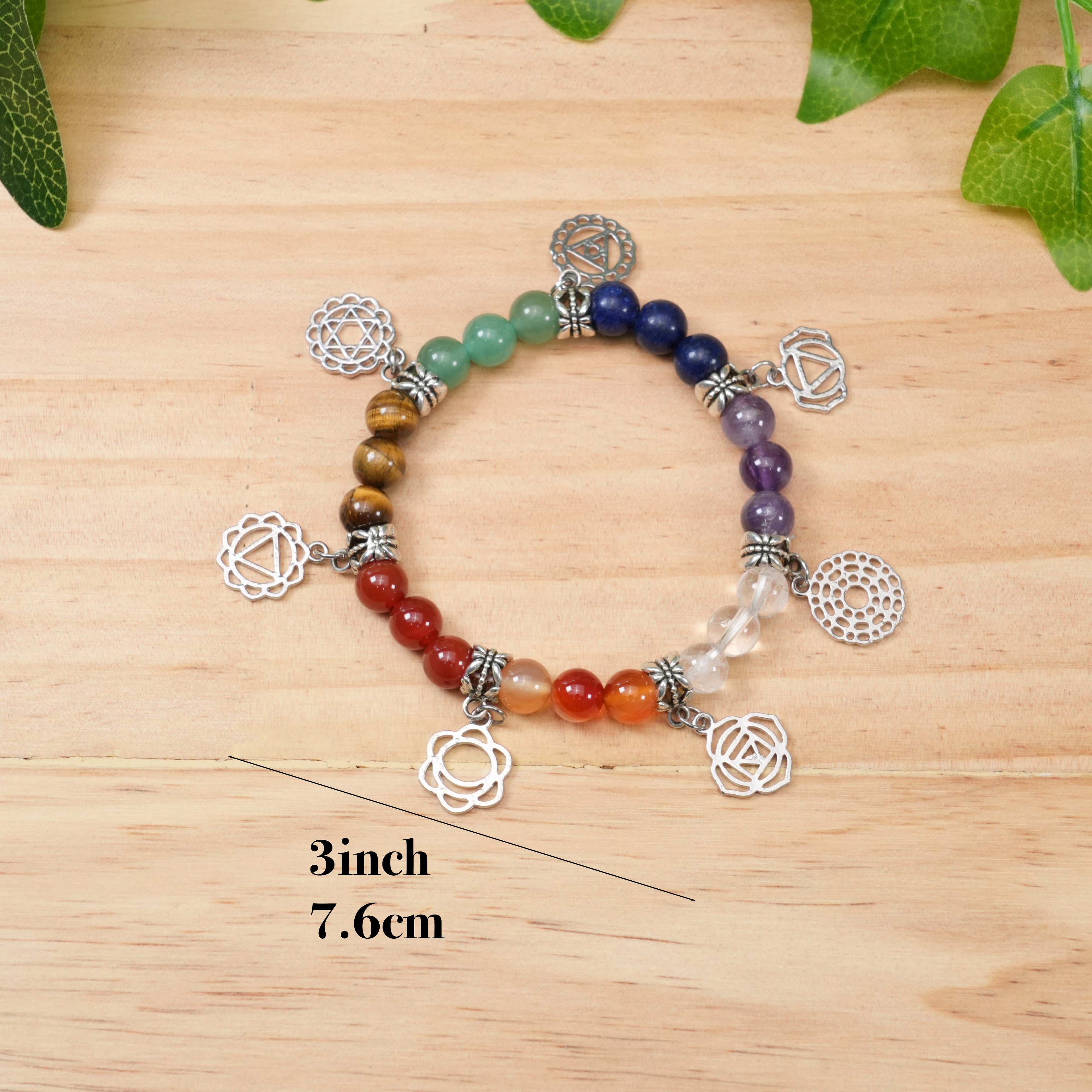 Premium 7 Chakra Natural Crystal Bracelet - Chakra Balancing Jewelry for Spiritual Healing & Yoga