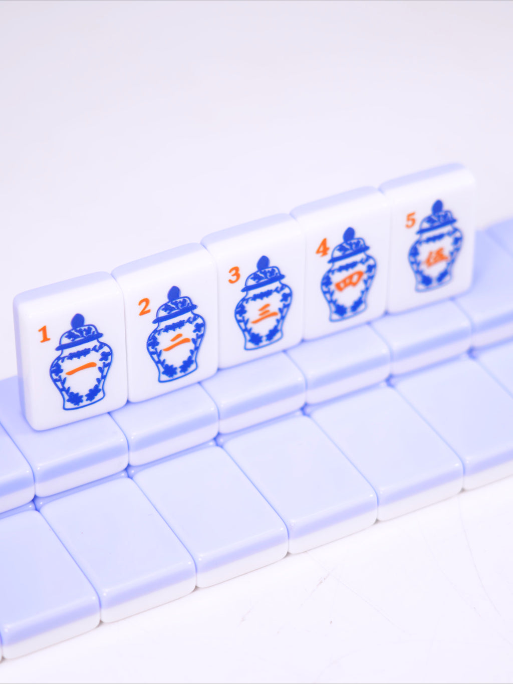Blue Porcelain Mahjong Tile Set