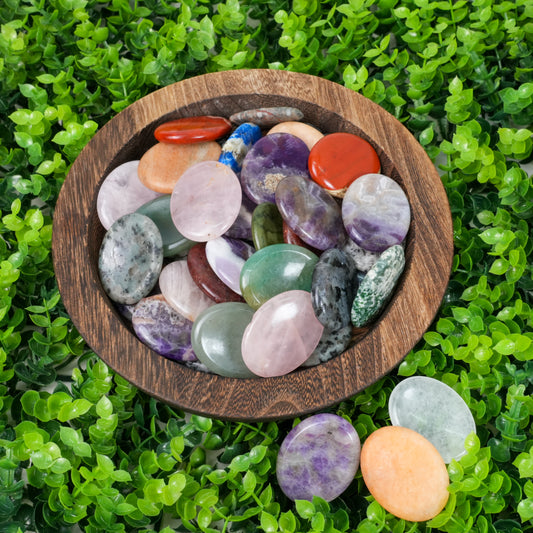 Crystal Worry Stones - Natural Polished Palm Stones for Anxiety Relief & Grounding