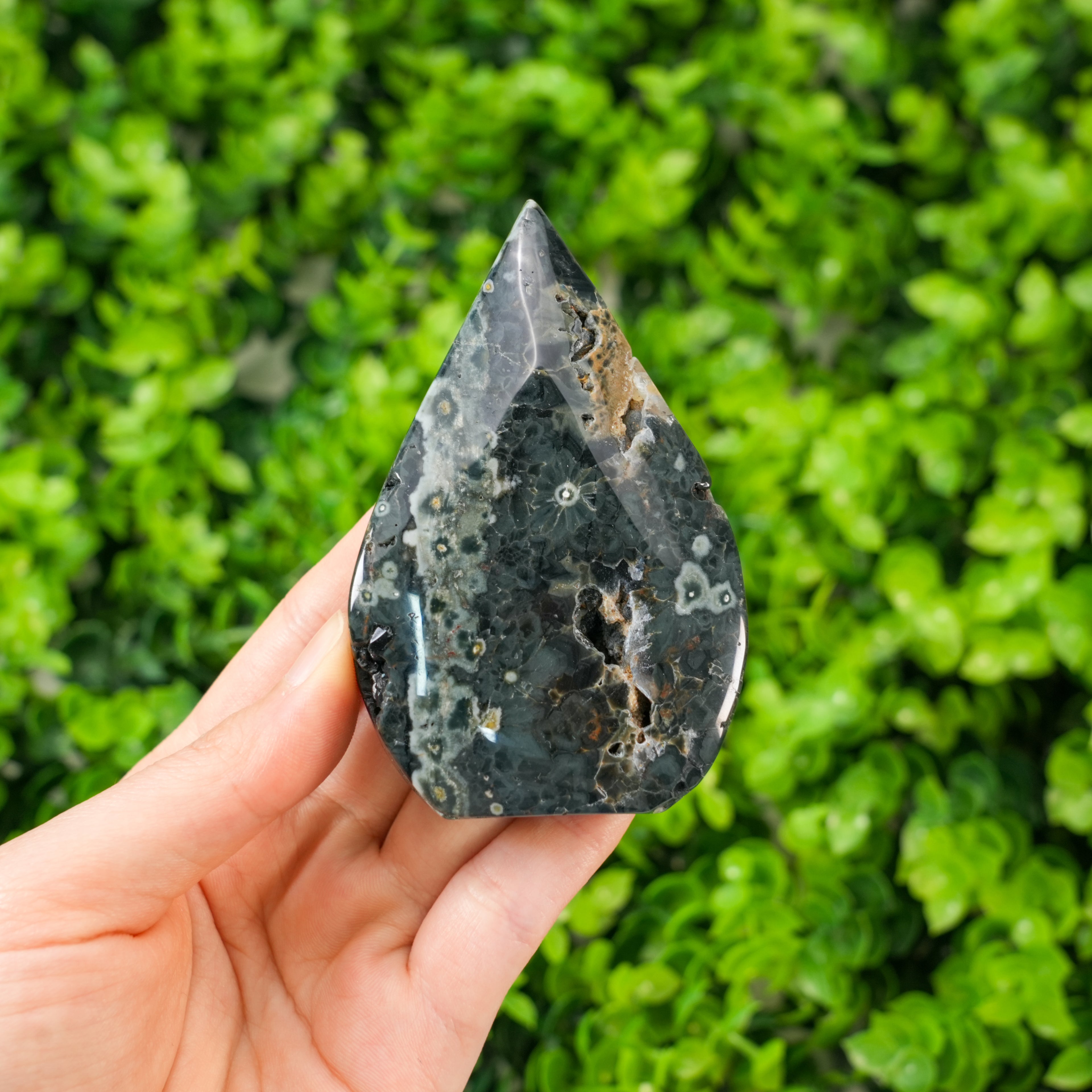 Natural Ocean Jasper Artistic Display Hand-Polished Sea Stone Sculpture