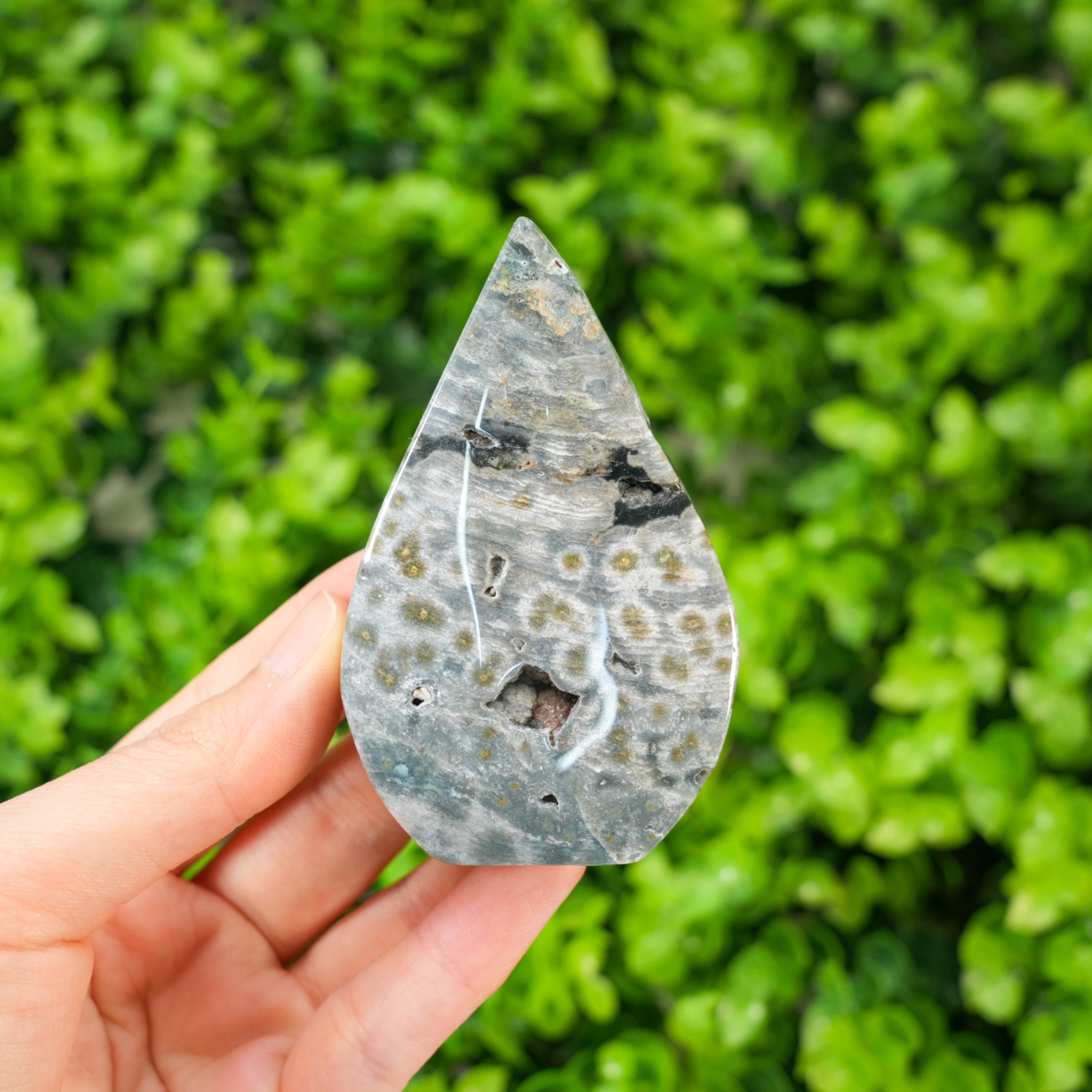 Natural Ocean Jasper Artistic Display Hand-Polished Sea Stone Sculpture
