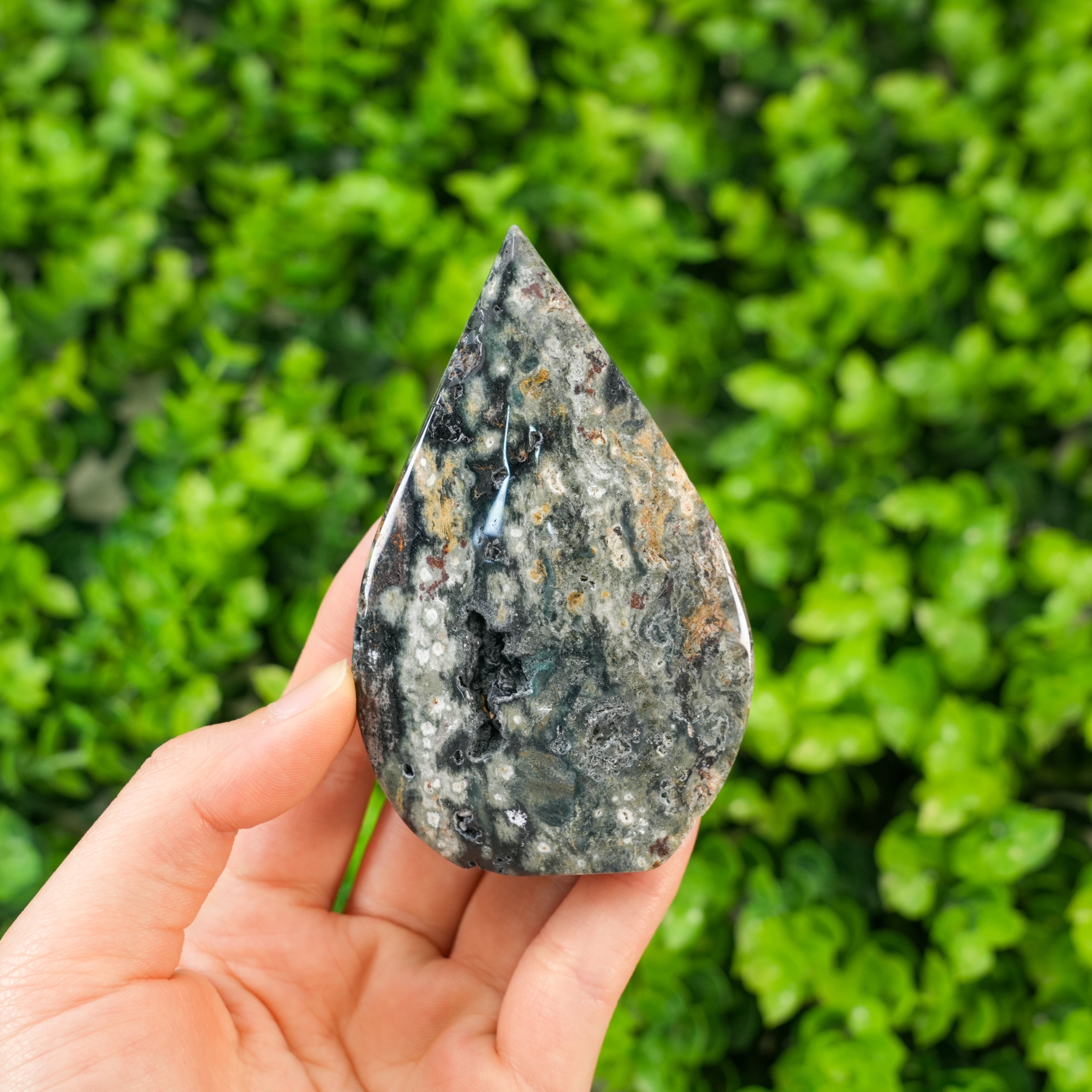 Natural Ocean Jasper Artistic Display Hand-Polished Sea Stone Sculpture