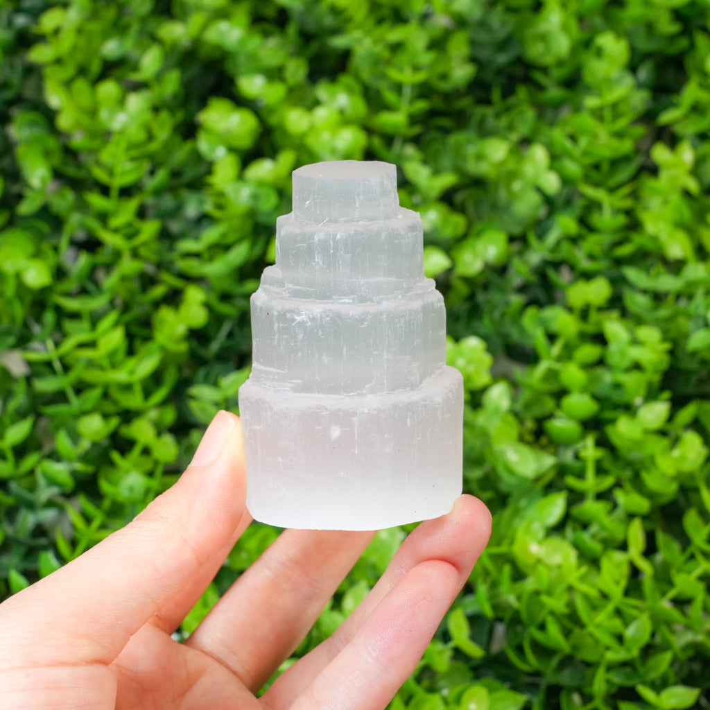 Selenite Tower Crystal, Raw White Selenite Skyscraper for Energy Cleansing & Home Decor