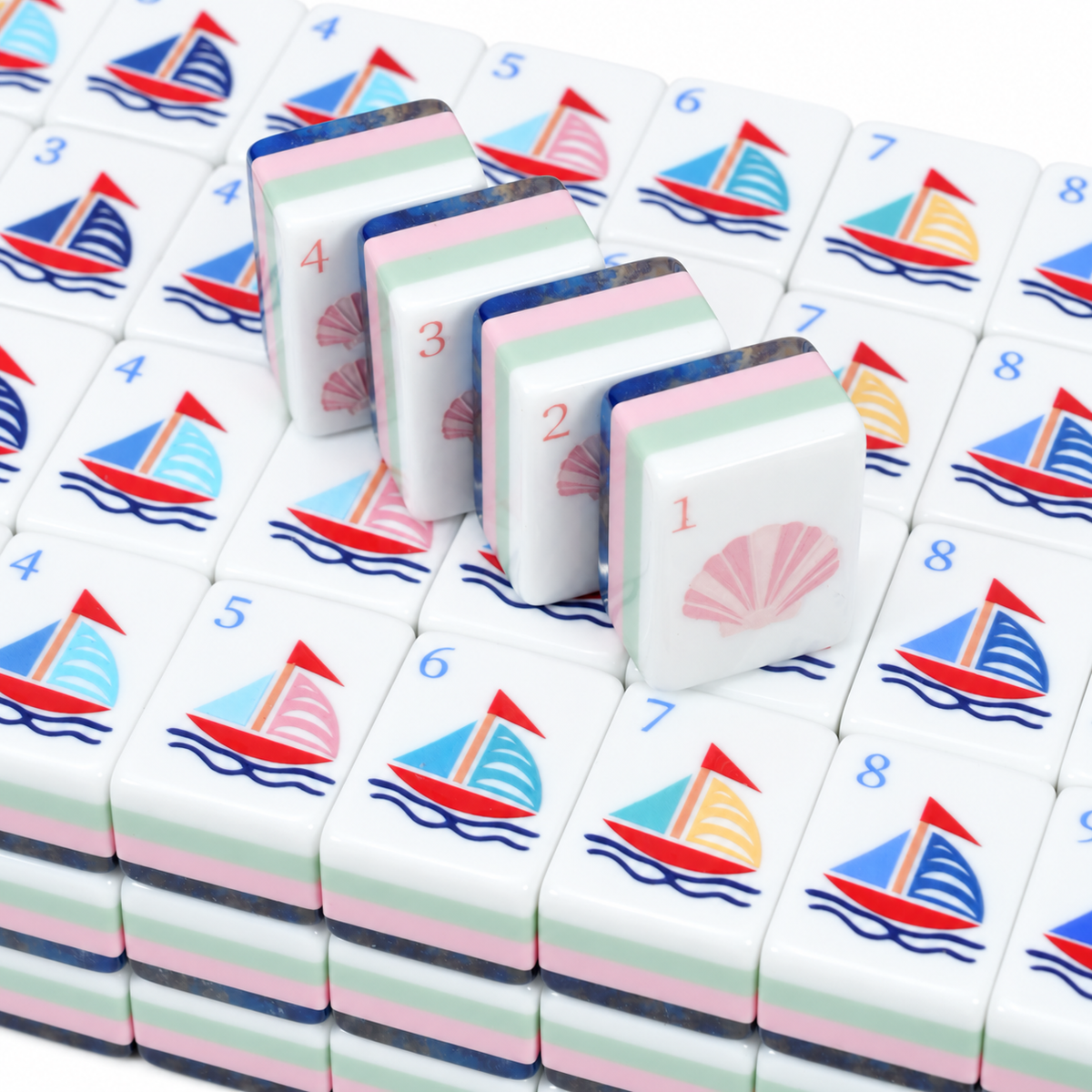 Azure Tides Mahjong Tiles Set