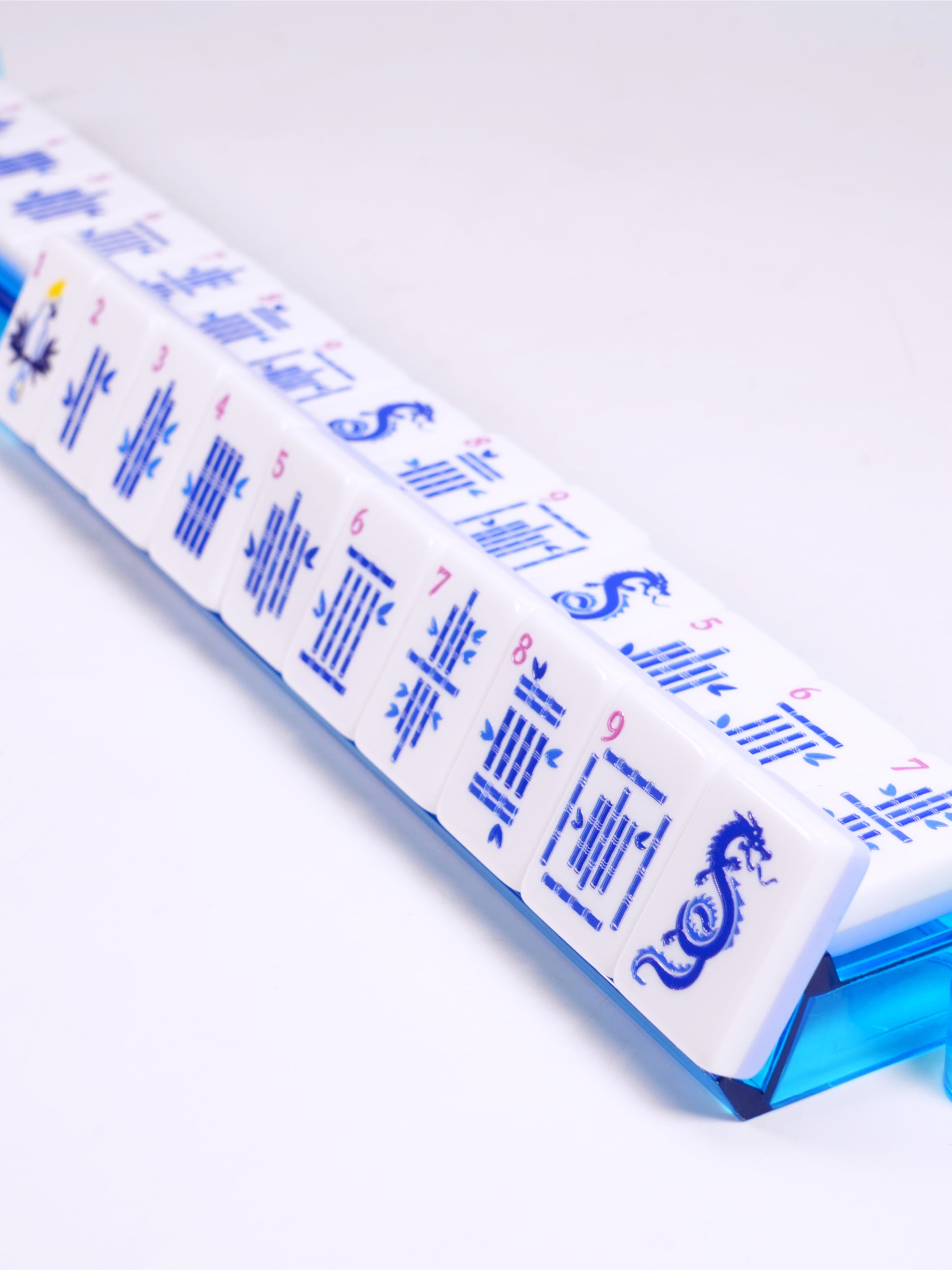 Blue Porcelain Mahjong Tile Set