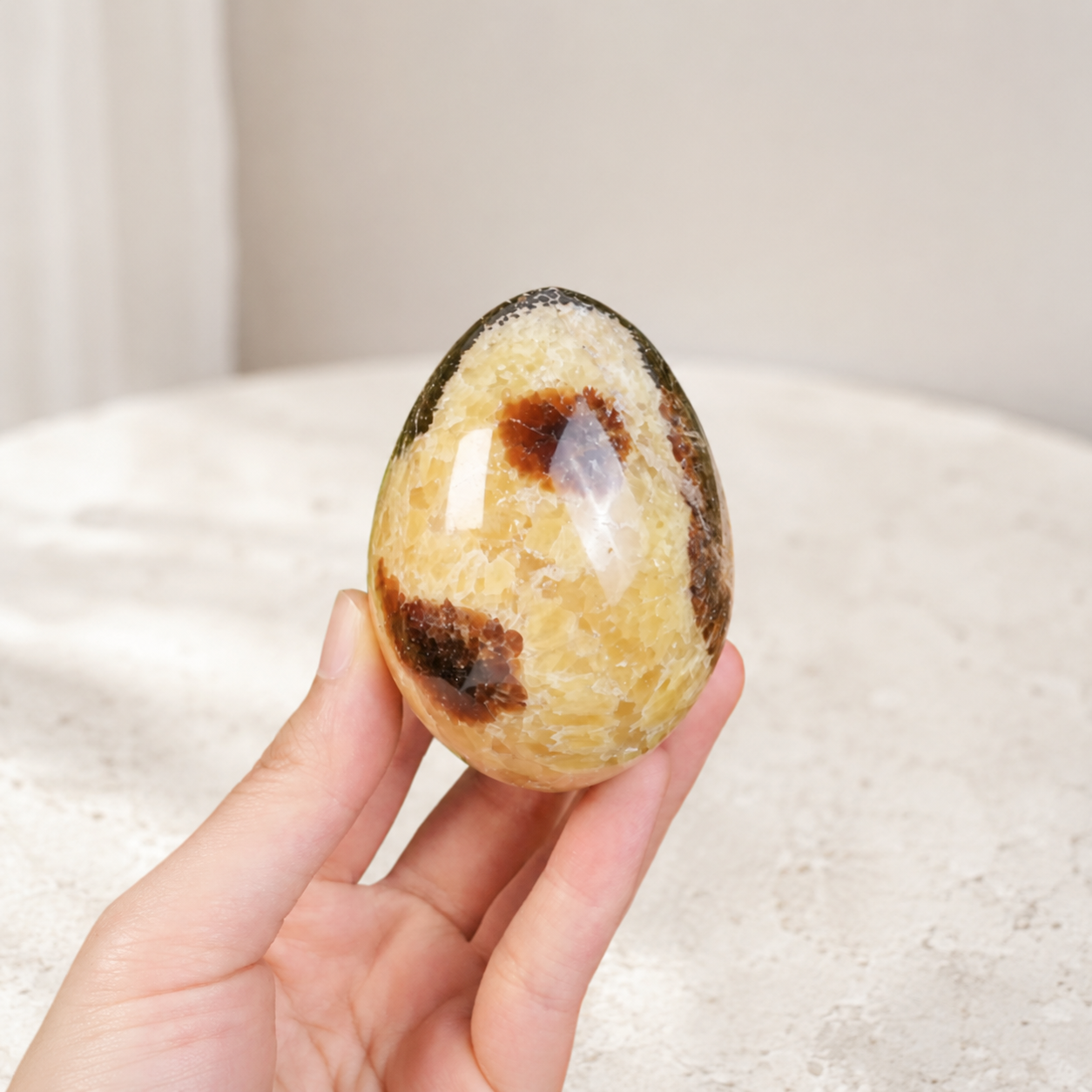 Septarian Dragon Egg Crystal | Natural Septarian Tumbled Stone for Grounding & Emotional Balance
