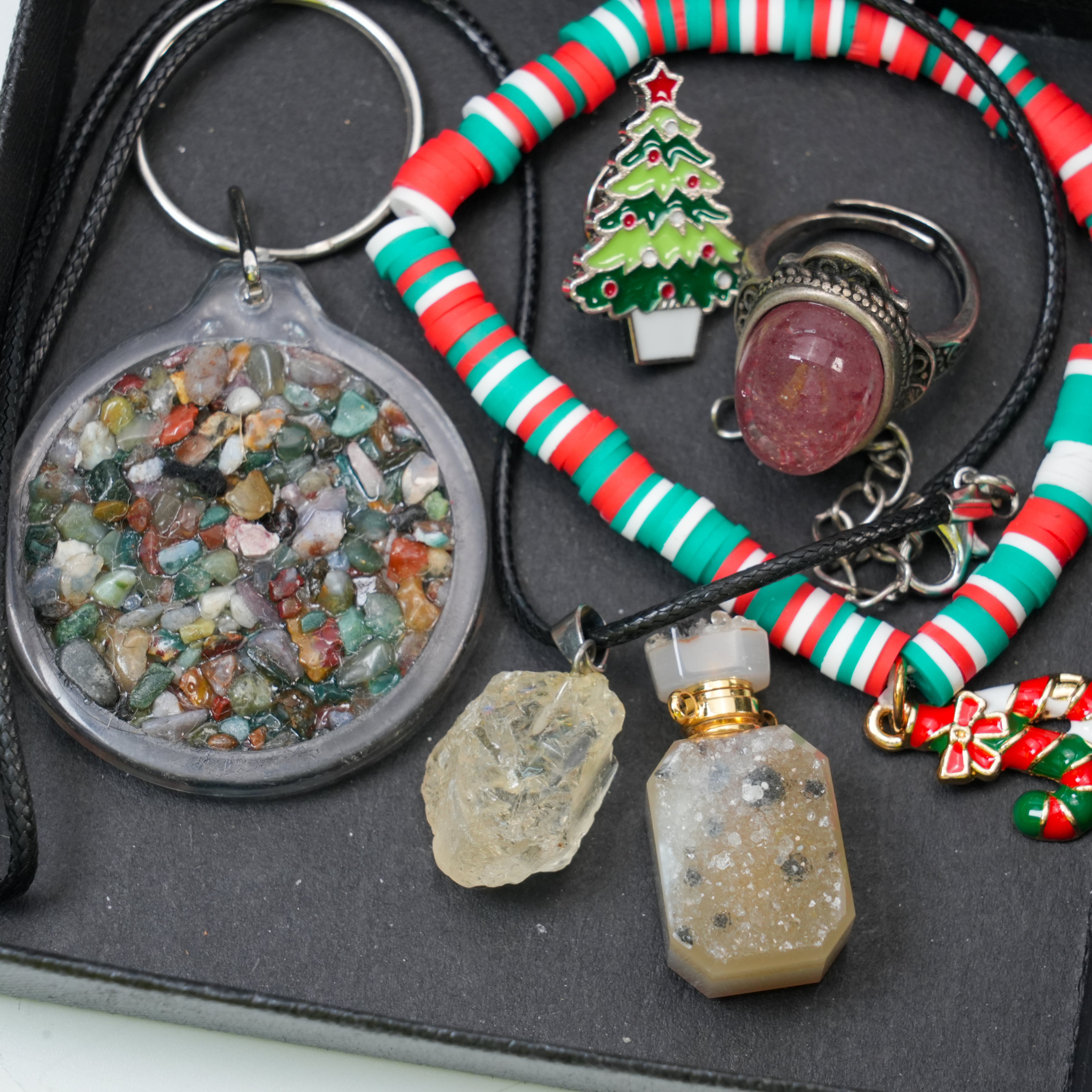 Crystal Jewelry Gift Box | 6-8 Pieces Necklace, Bracelet, Ring, Keychain & Crystal Accessories Set with Luxury Packaging