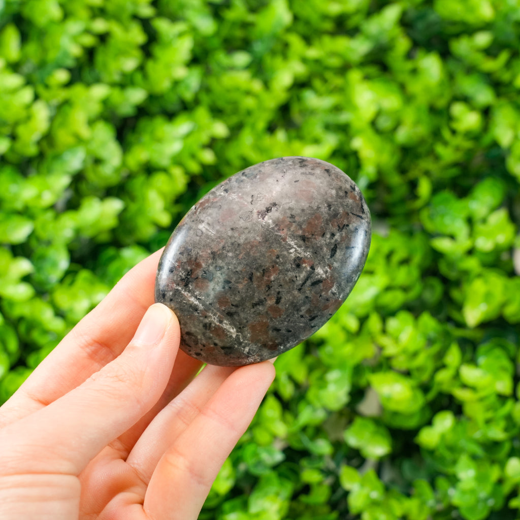 Yooperlite Palm Stone Natural Fluorescent Sodalite Crystal, Polished Glow Under UV Light Healing Stone for Collection & Gift