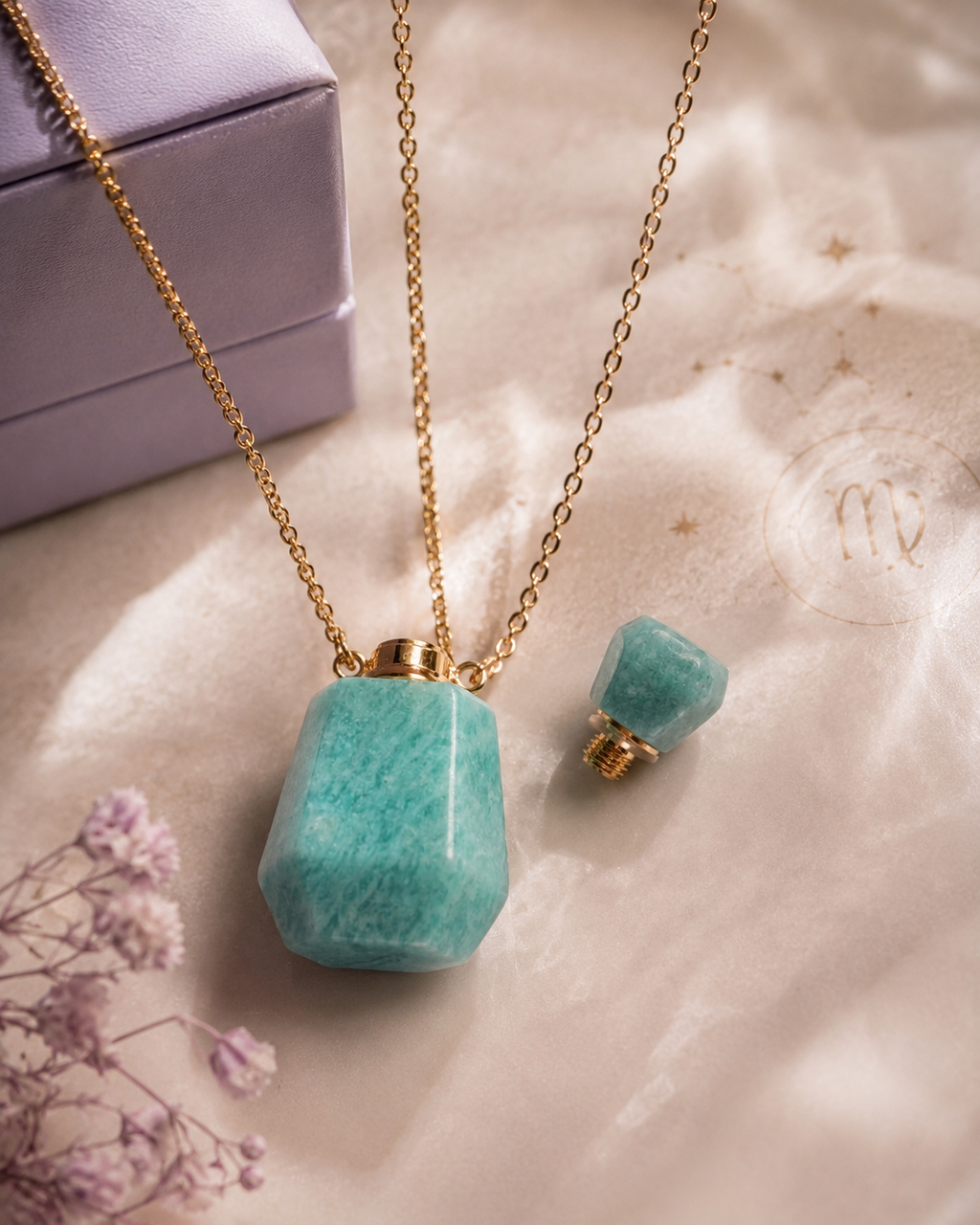 Virgo Zodiac Crystal Gift Set | Amazonite Necklace & Beaded Bracelet Kit, Astrology Birthday Gift for Women