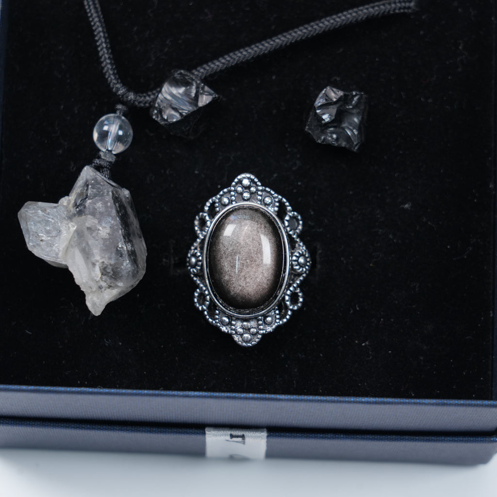 Crystal Jewelry Set - Necklace, Earrings & Ring 3-in-1