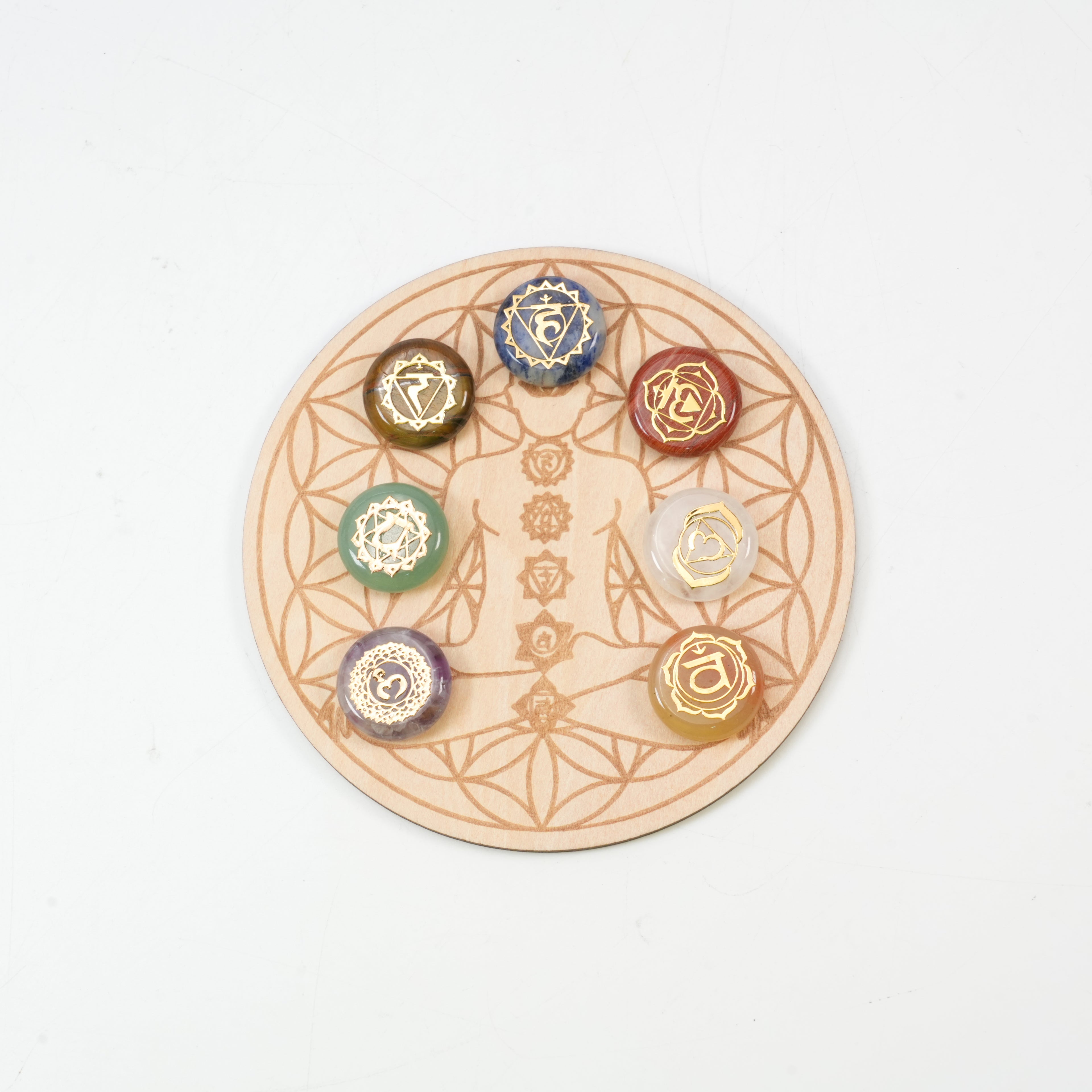 7 Pieces Natural Chakra Healing Crystal Set - Mixed Round & Heart-Shaped Stones for Yoga, Meditation & Reiki - Polished Energy Stones for Mindfulness, Spiritual Balancing & Gift Collection