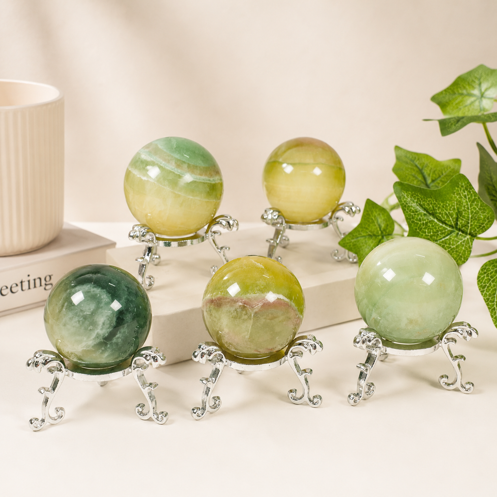 Fluorite Crystal Sphere,  Polished Sphere for Meditation & Home Decor