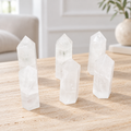 Clear Quartz Crystal Tower, Polished Single Point Wand for Meditation, Spiritual Balance & Desk Decoration
