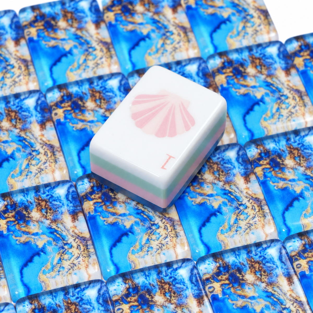 Azure Tides Mahjong Tiles Set