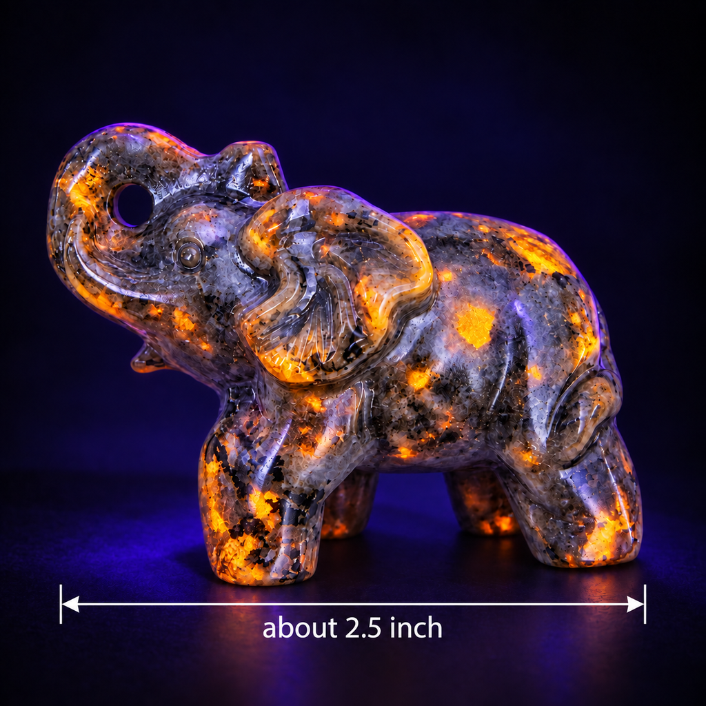 Yooperlite Gift Set, 2 Elephant Carvings or 2 Dragon Heads Carvings with an 8mm Beaded Bracelet, Gift Box Included