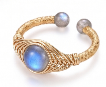 Adjustable Labradorite Bracelet & Ring Set