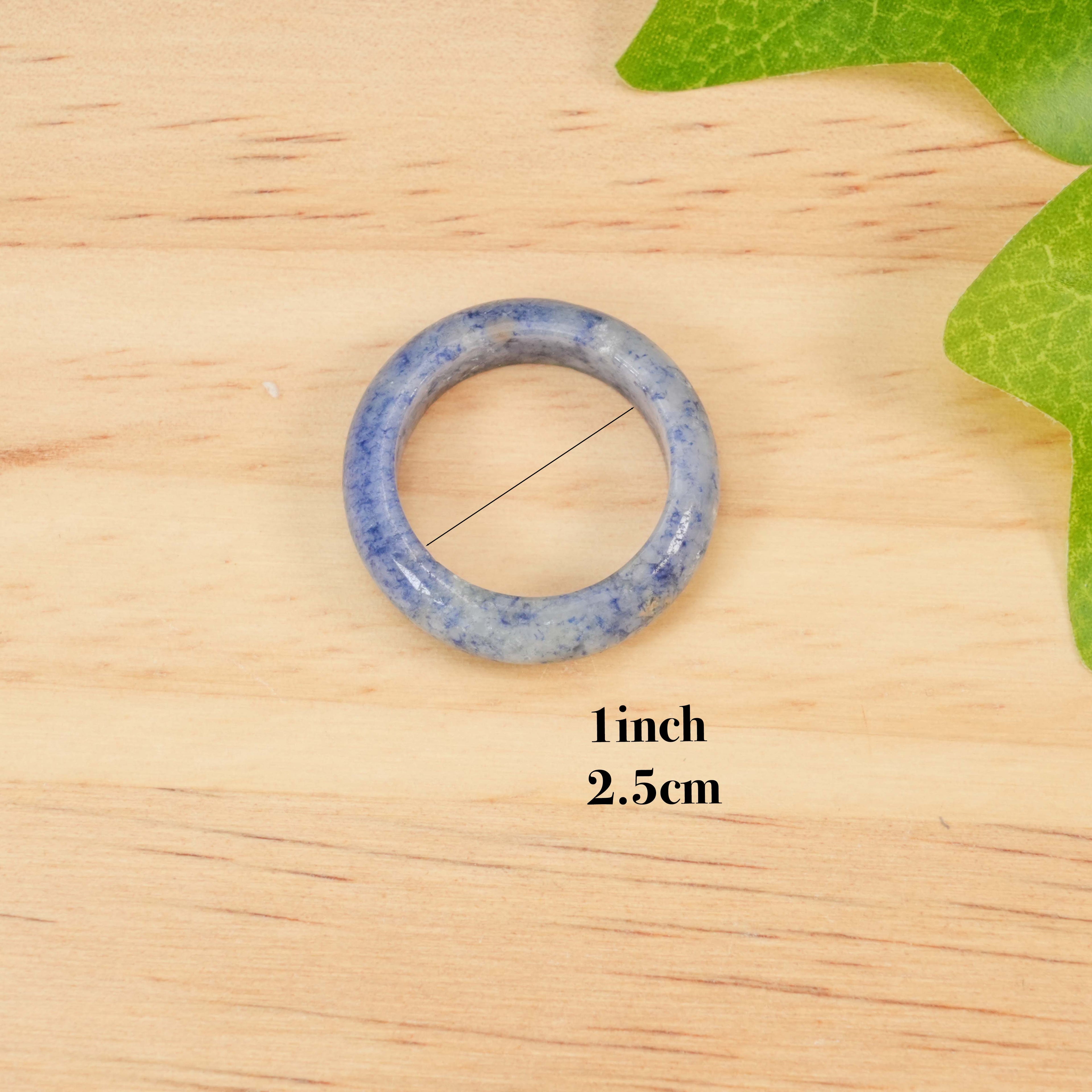 Assorted Color Natural Stone Ring Bands - Genuine Crystal Gemstone Rings for Women Men