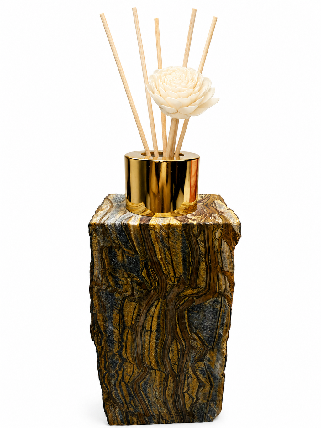 Tiger's Eye Crystal Reed Diffuser Gift Set | Natural Tiger Eye Stone Aroma Diffuser Home Decor Gift Box $25.9