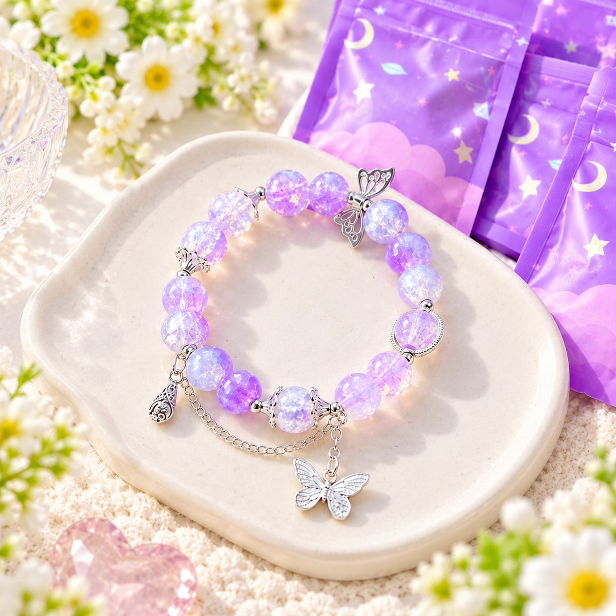 Handmade Glass Bead Bracelets | Random Bulk Grab Scoop, Each Bracelet with Capsule Container