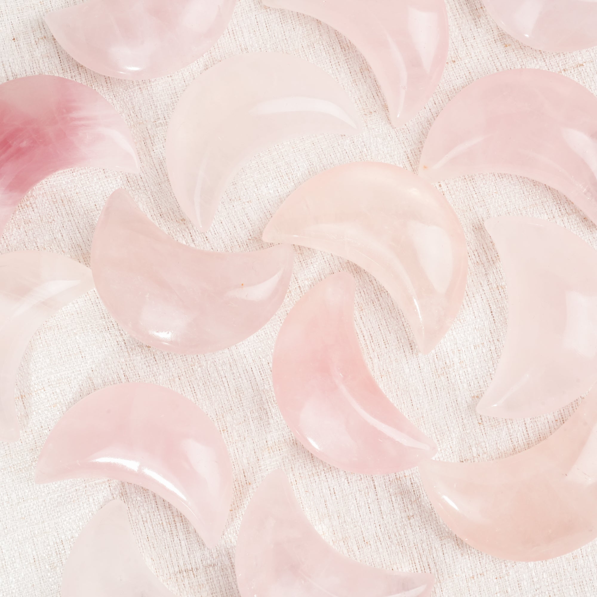 Rose Quartz Moon Palm Stone
