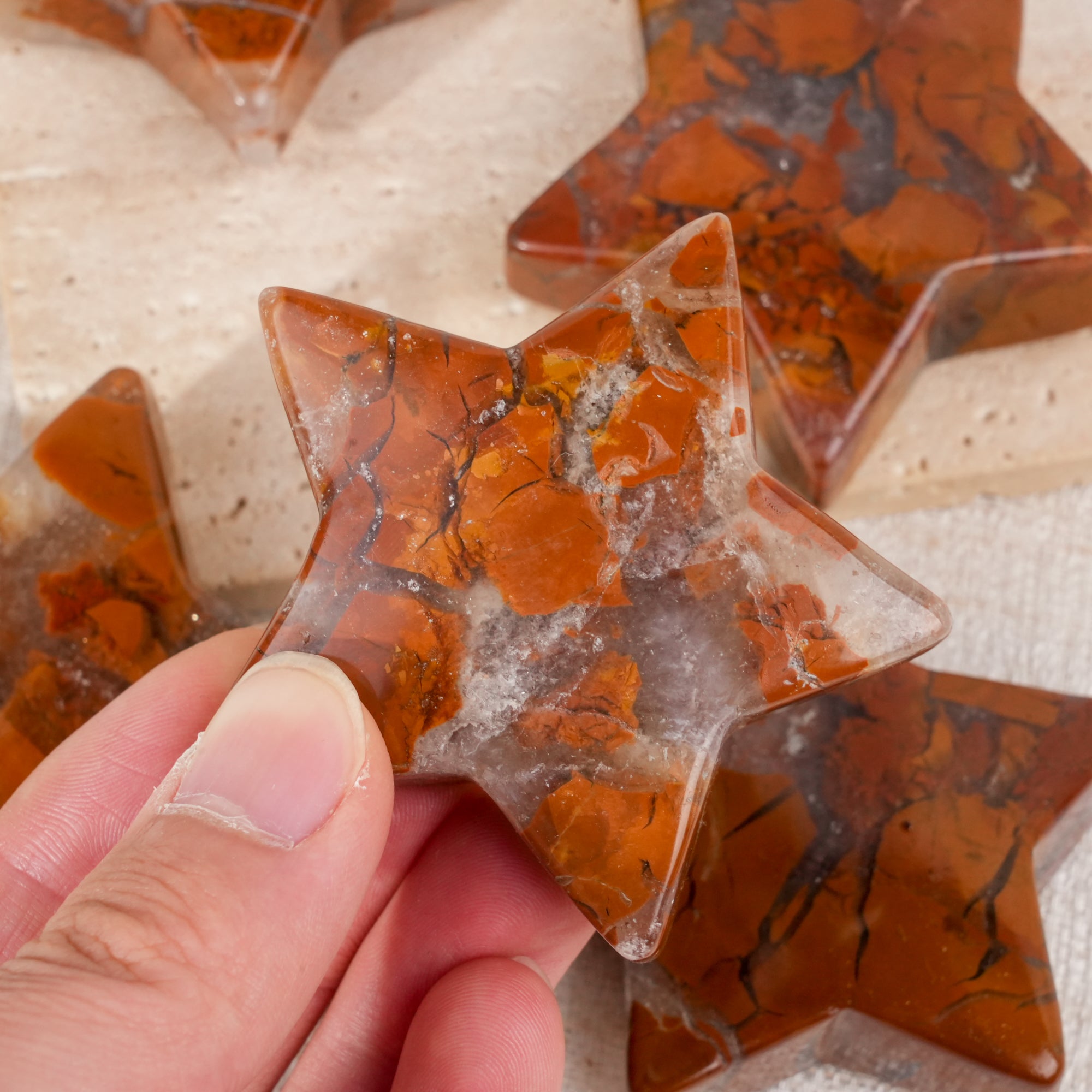 Indonesian Agate Pentagram Palm Stone