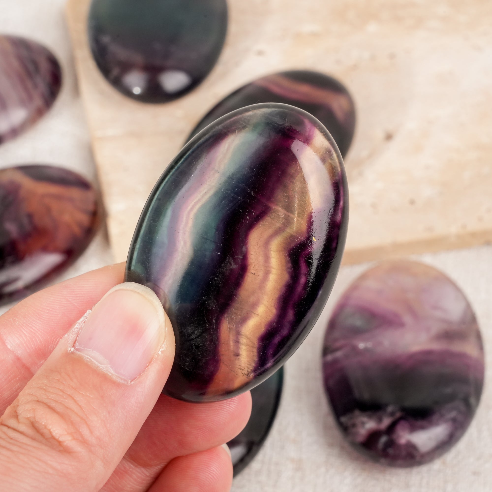 Rainbow Fluorite Palm Stone