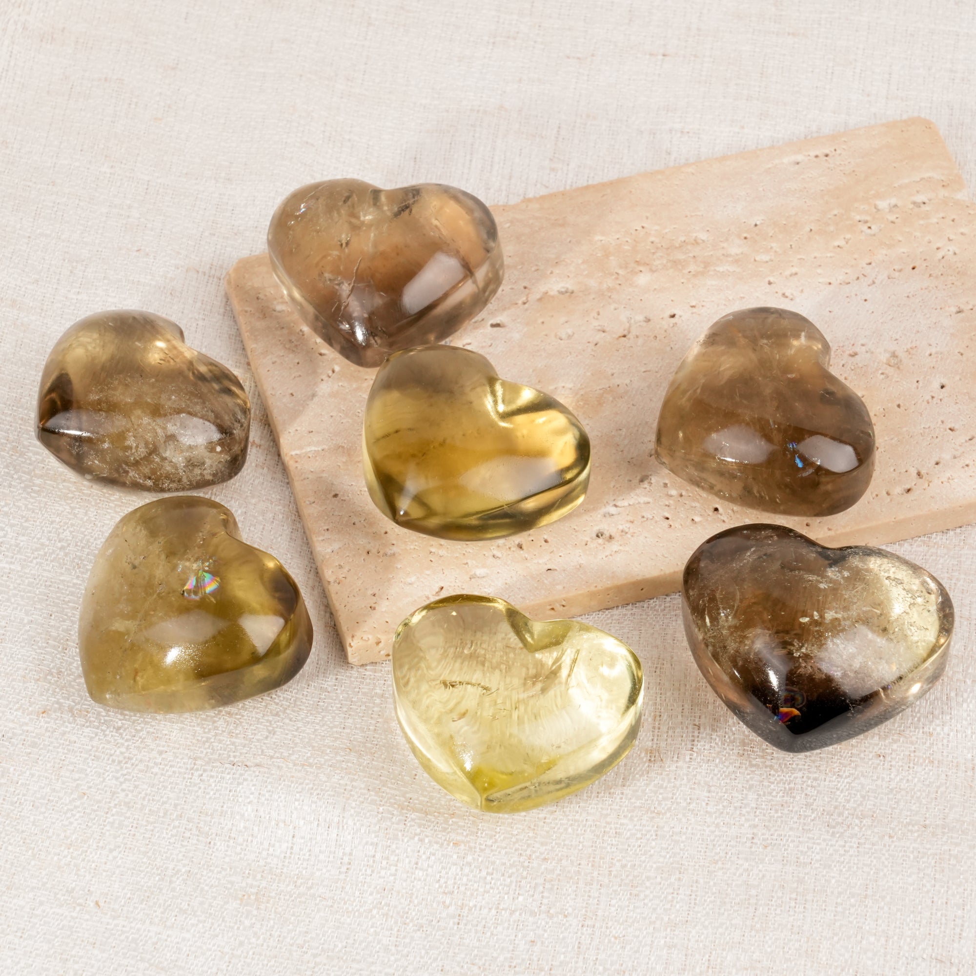 Citrine Heart Palm Stone