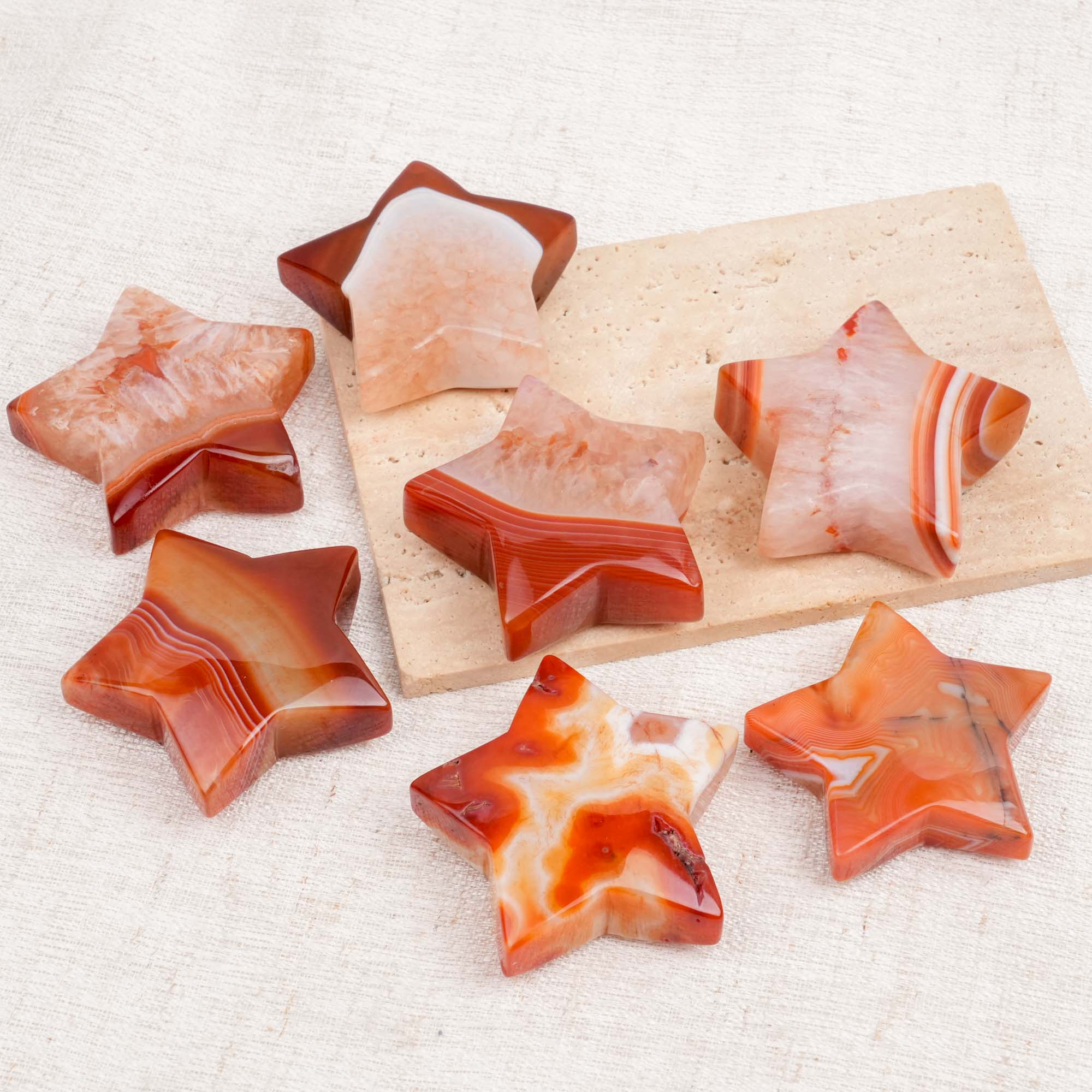 Red Sardonyx Pentagram Palm Stone