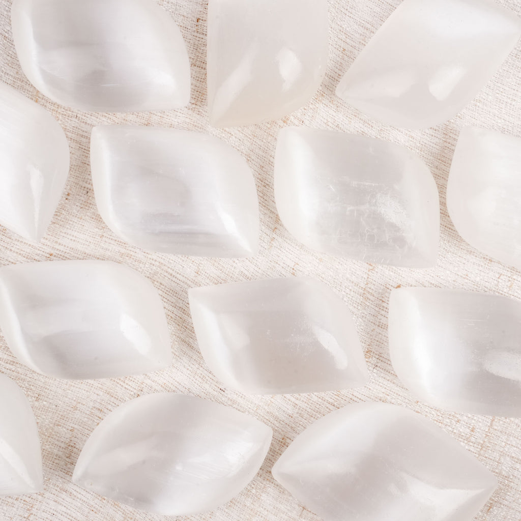 Selenite Leaf Palm Stone