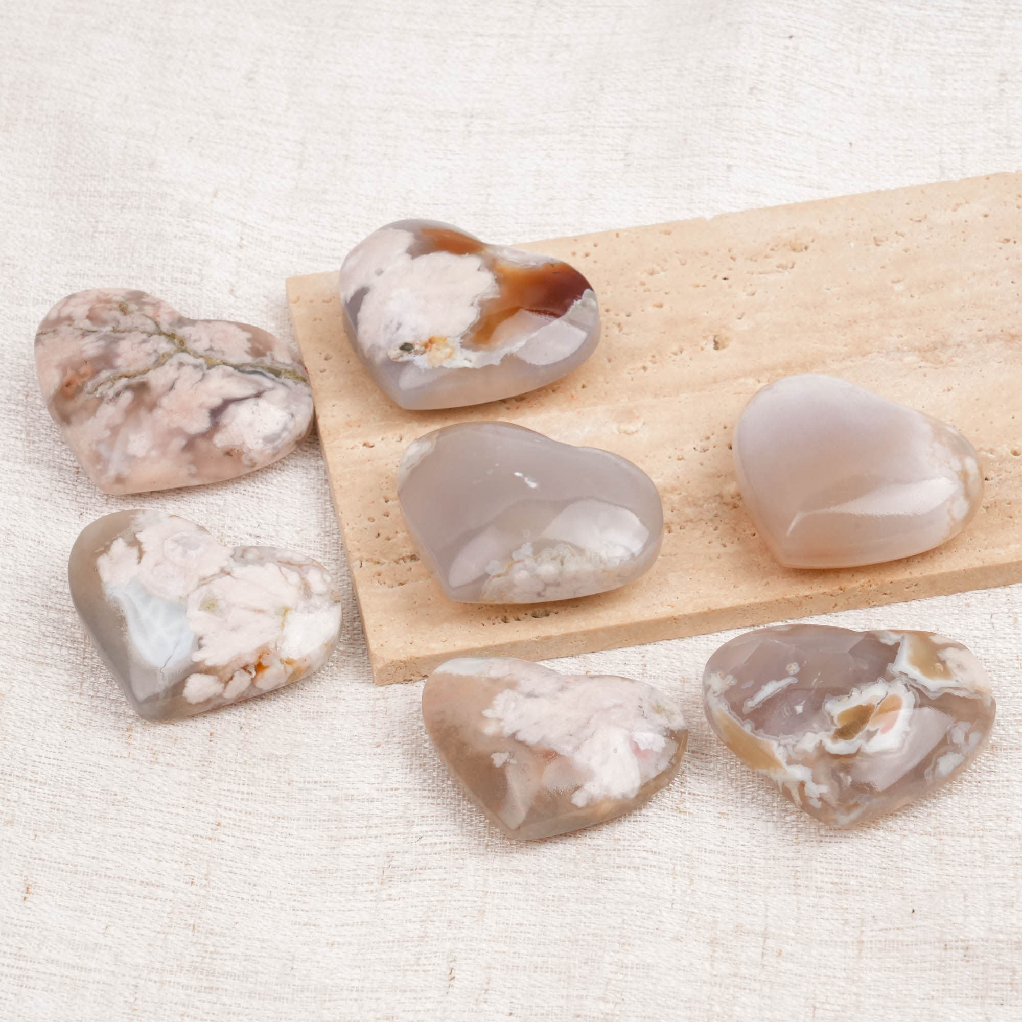 Green Flower Agate Palm Stone