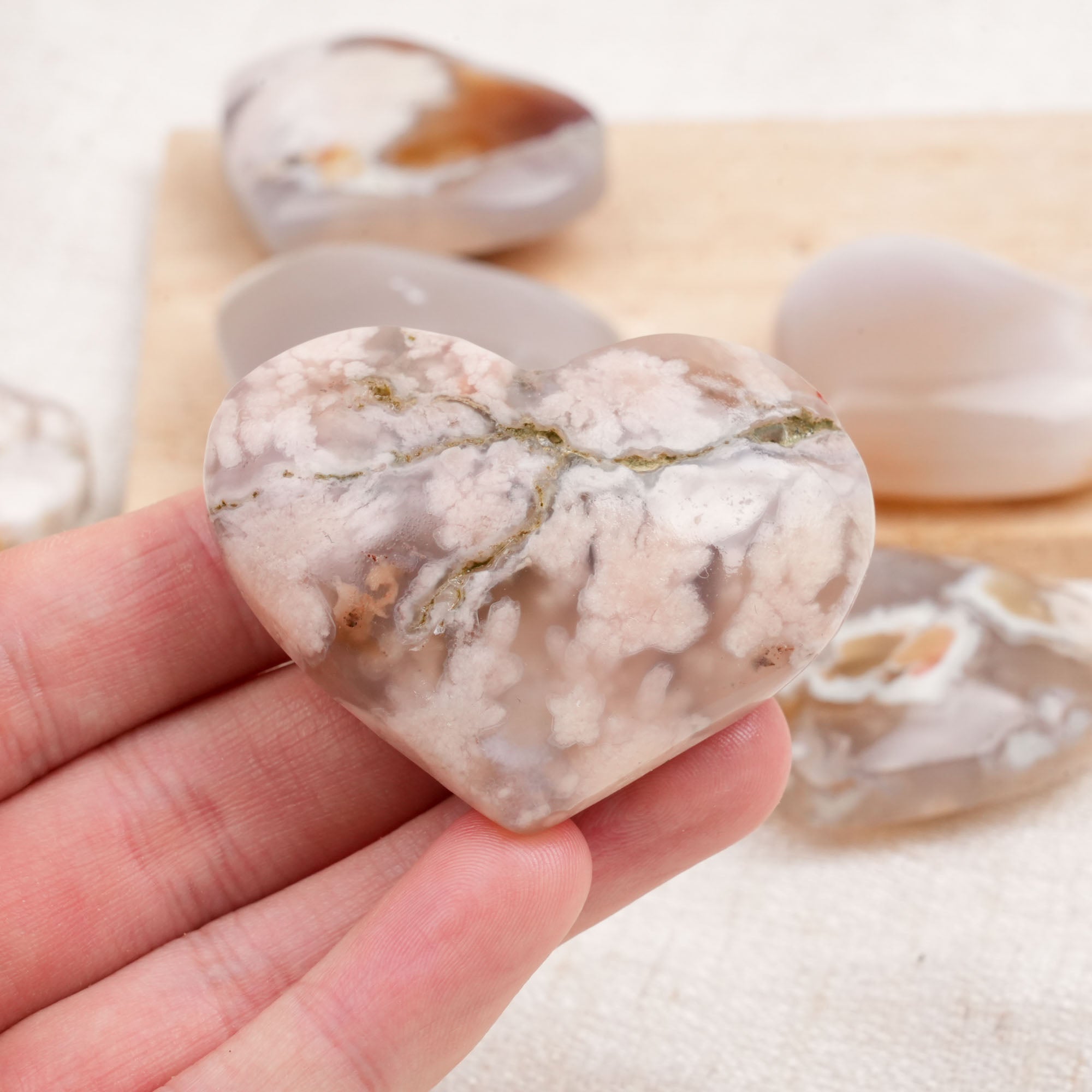 Green Flower Agate Palm Stone