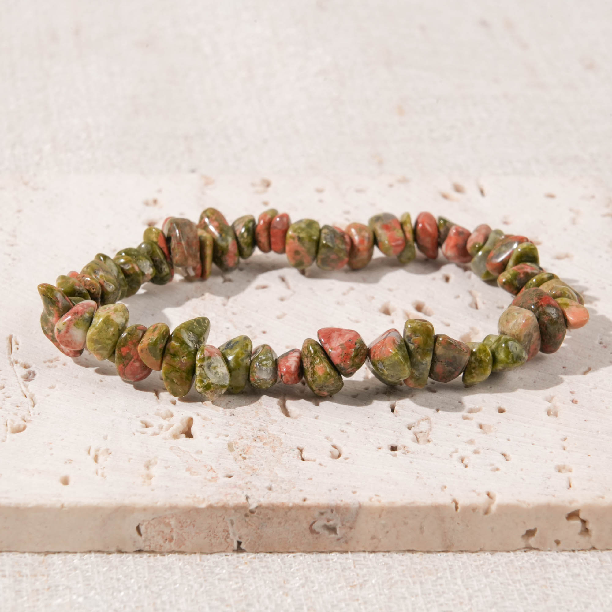 Unakite Chip Bracelet